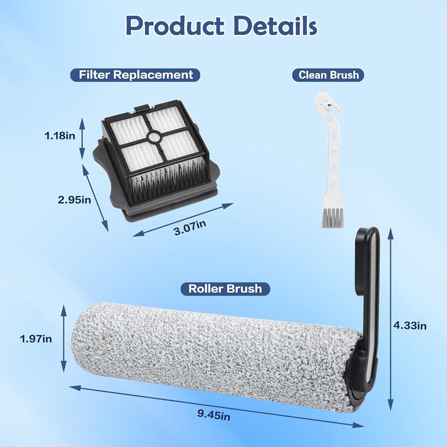 Thumbnail 6 de YUEYEE S5 accessoireset voor Tineco Floor One, 2 borstelrollen en 2 filters