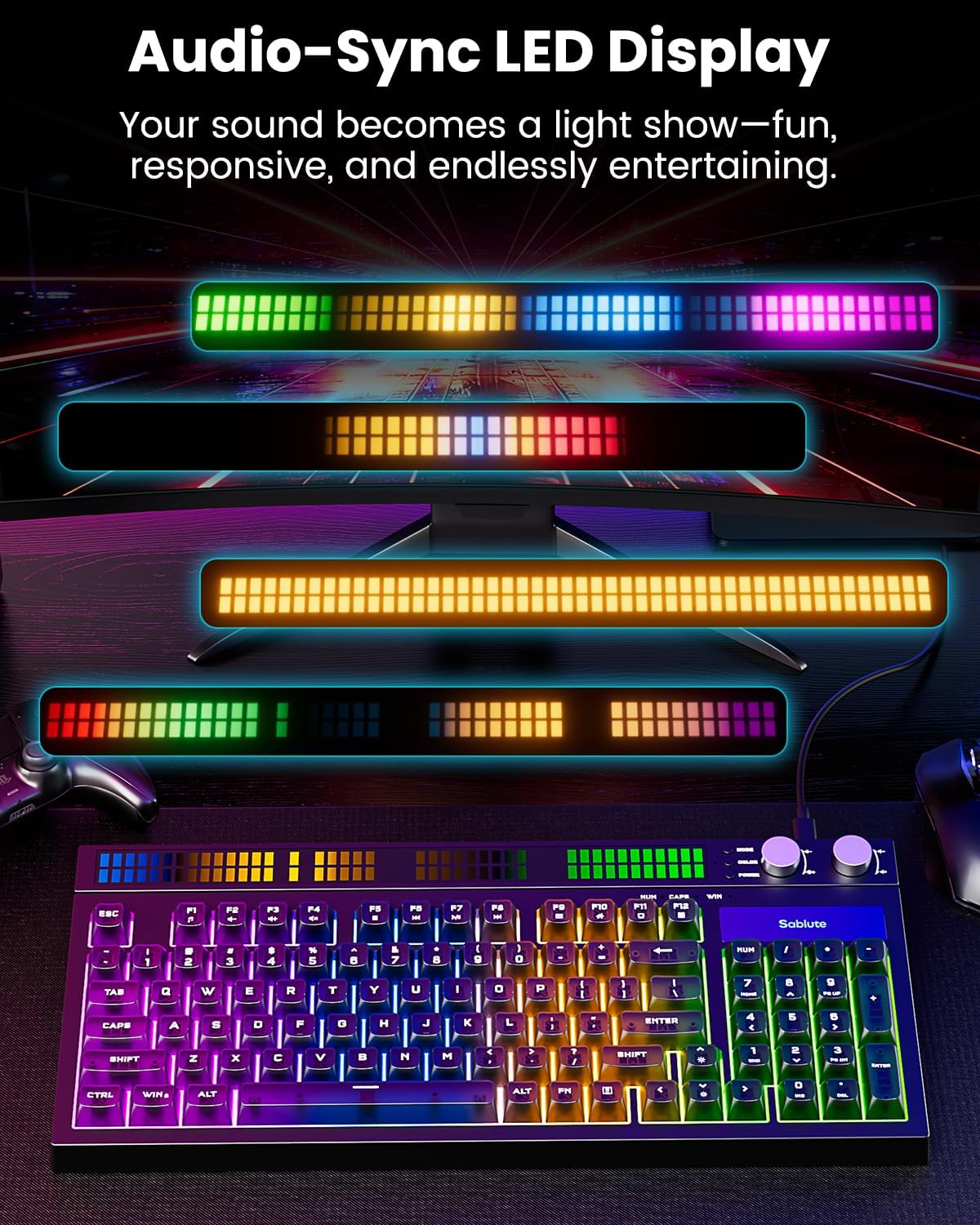 Thumbnail 1 de SABLUTE Quiet Gaming Keyboard 94-Key 🧩