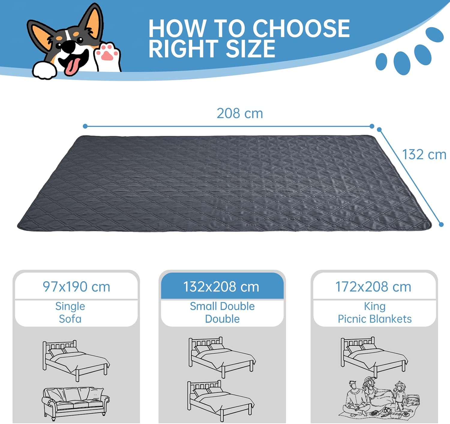 Thumbnail 4 de Guchuang Waterproof Dog Blanket for Bed (132x208 cm) – Non-Slip, Washable Sofa Cover for Couch and Bed