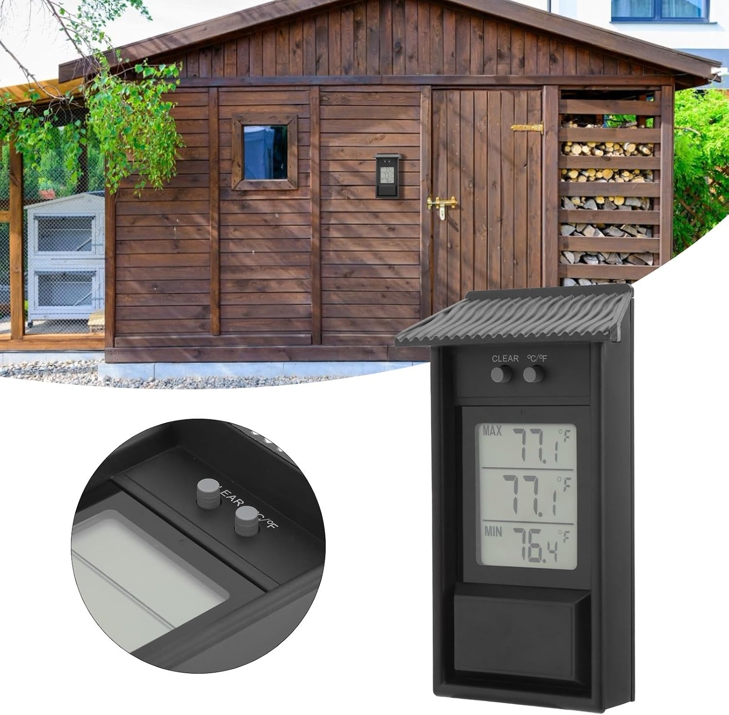 Detalle 1 de FTVOGUE FTVOGUE1qdc3muntp digitale buitenthermometer, -20 tot 50 °C