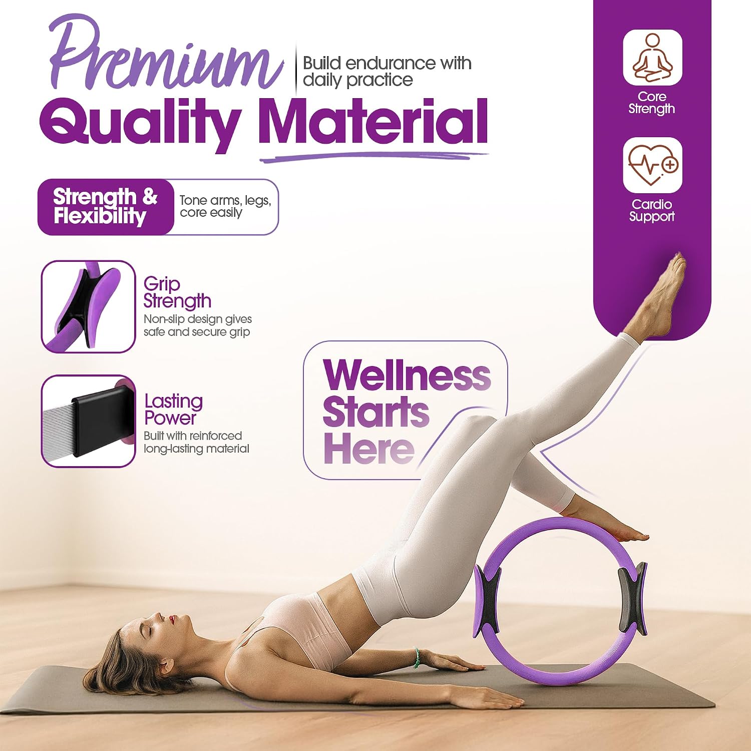 Detalle de At Home Pilates Kit for Women with Magic Circle and Mini Ball – Pilates ring, ball & bands set for home workouts