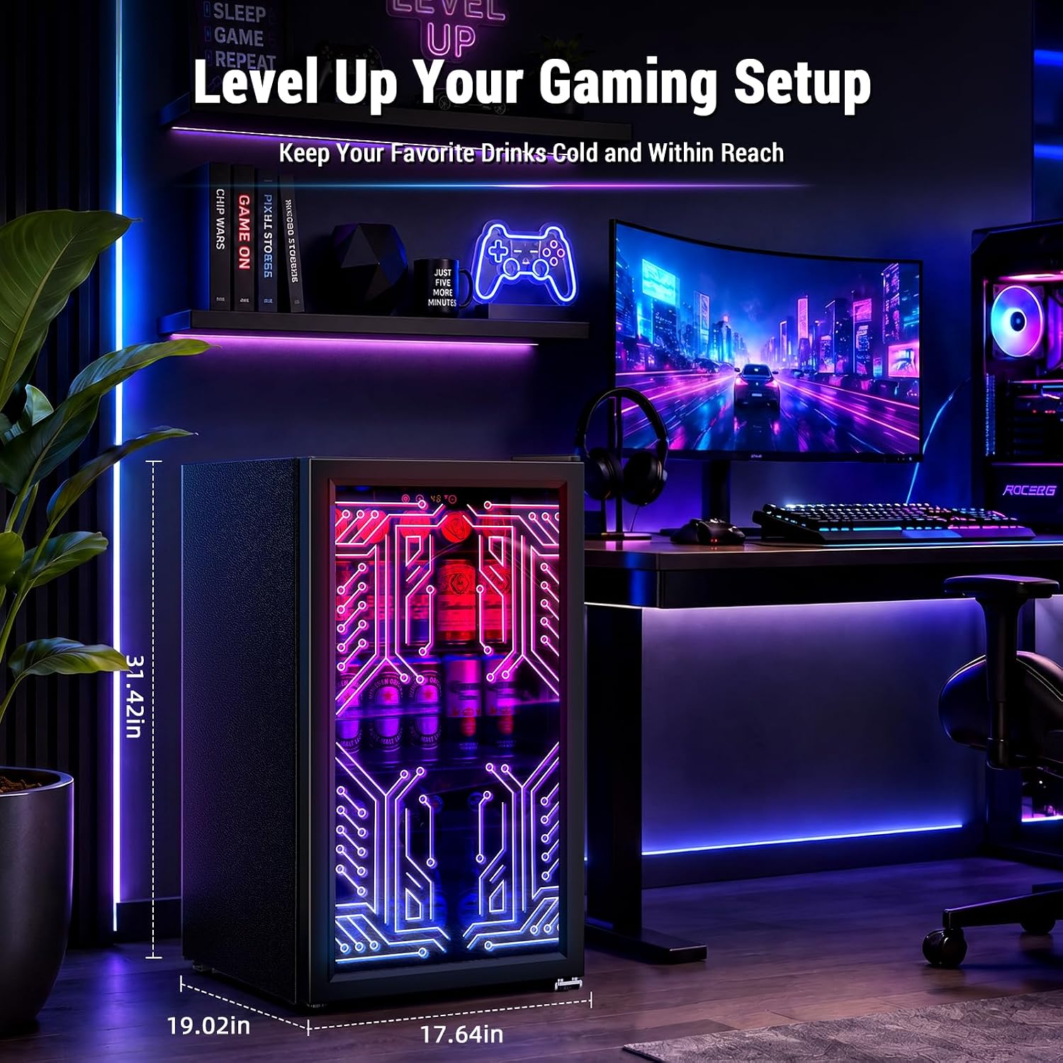Thumbnail 4 de Antarctic Star JC-90VEL-F Gaming Beverage Refrigerator, 3.2 Cu. Ft. with RGB Lighting