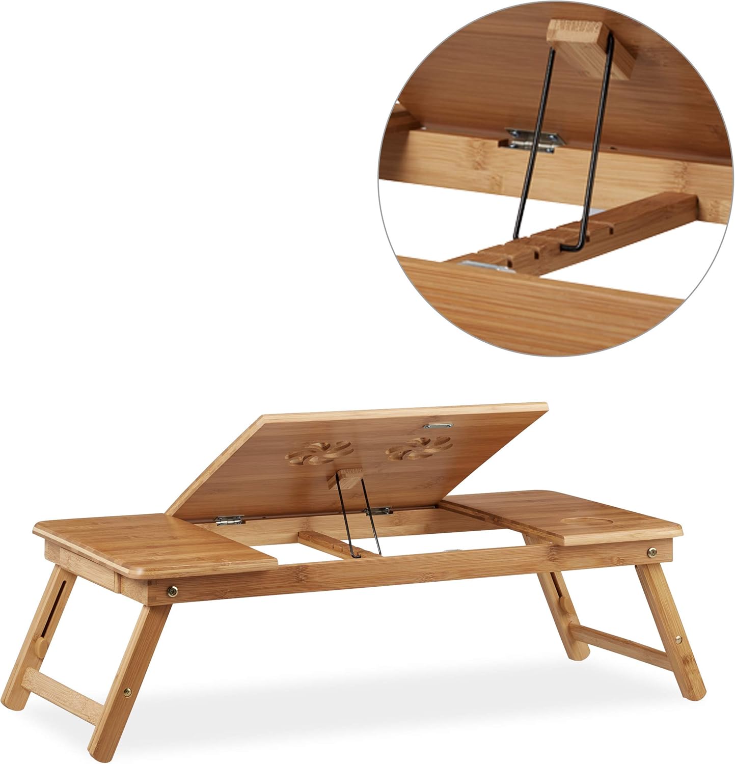Thumbnail 5 de Relaxdays Laptoptisch Bambus XL – höhenverstellbar, 5 Neigungswinkel, inkl. Schubfach