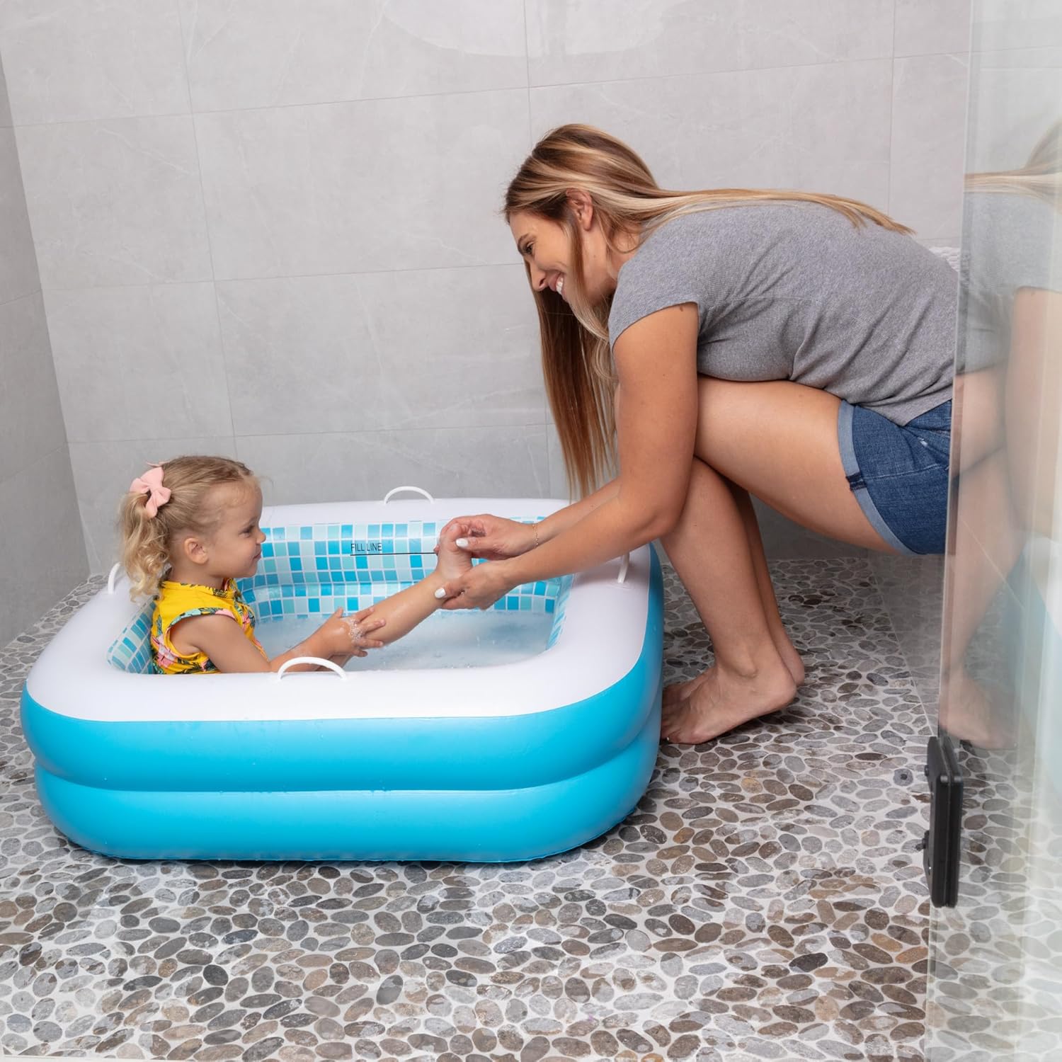 Thumbnail 2 de 3-in-1 Inflatable Baby Pool, Bathtub & Ball Pit (Ages 1–3) with Drain & Grip Handles, 34 x 10