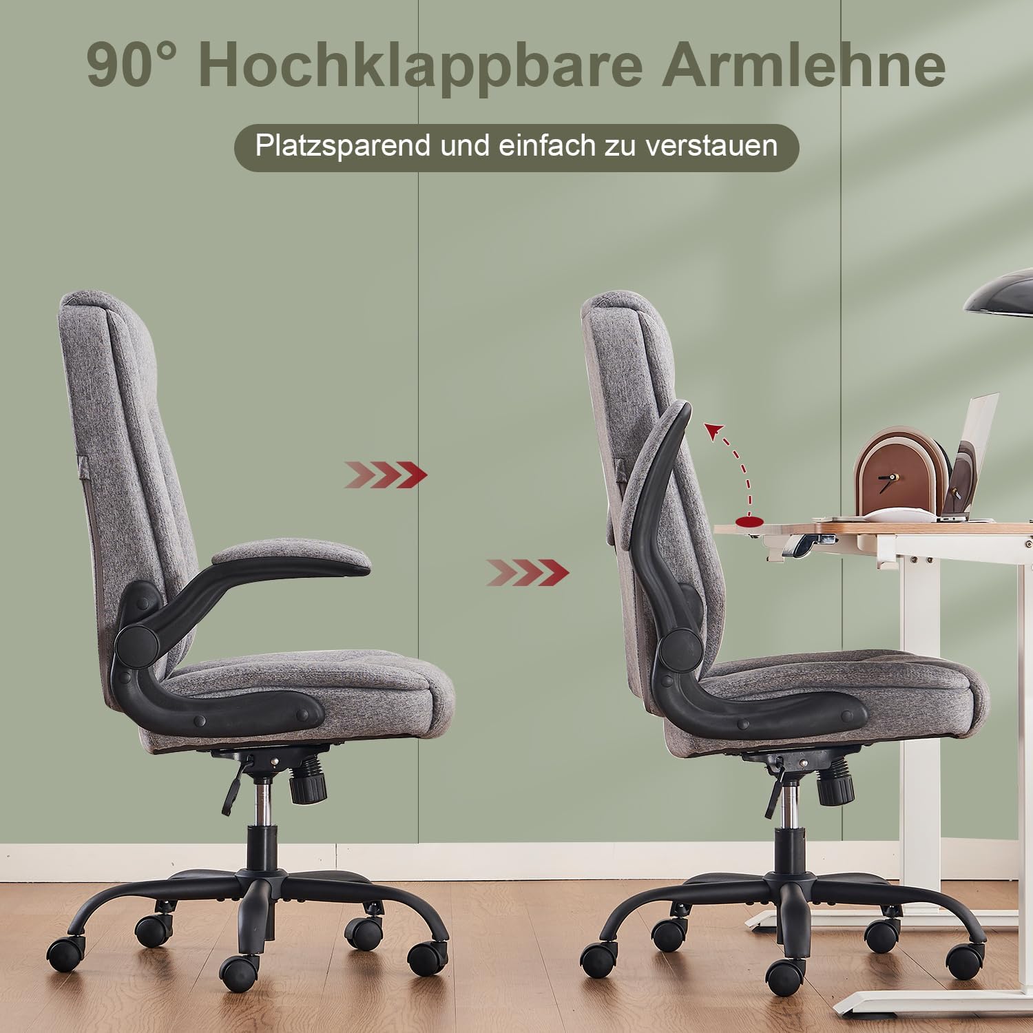 Detalle de CASTLOVE Bürostuhl Ergonomisch – Chefsessel mit gepolsterten Armlehnen, Kopfstütze und 150 kg Tragfähigkeit