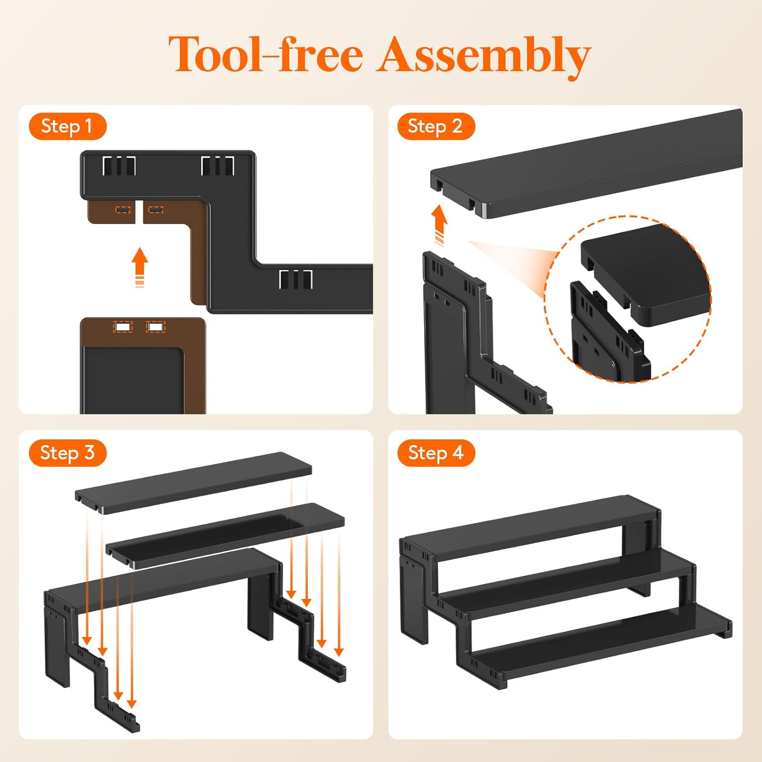 Thumbnail 3 de Lifewit présentoir acrylique noir à encastrer, 3 niveaux – rangement et mise en valeur de parfums, figurines et cosmétiques