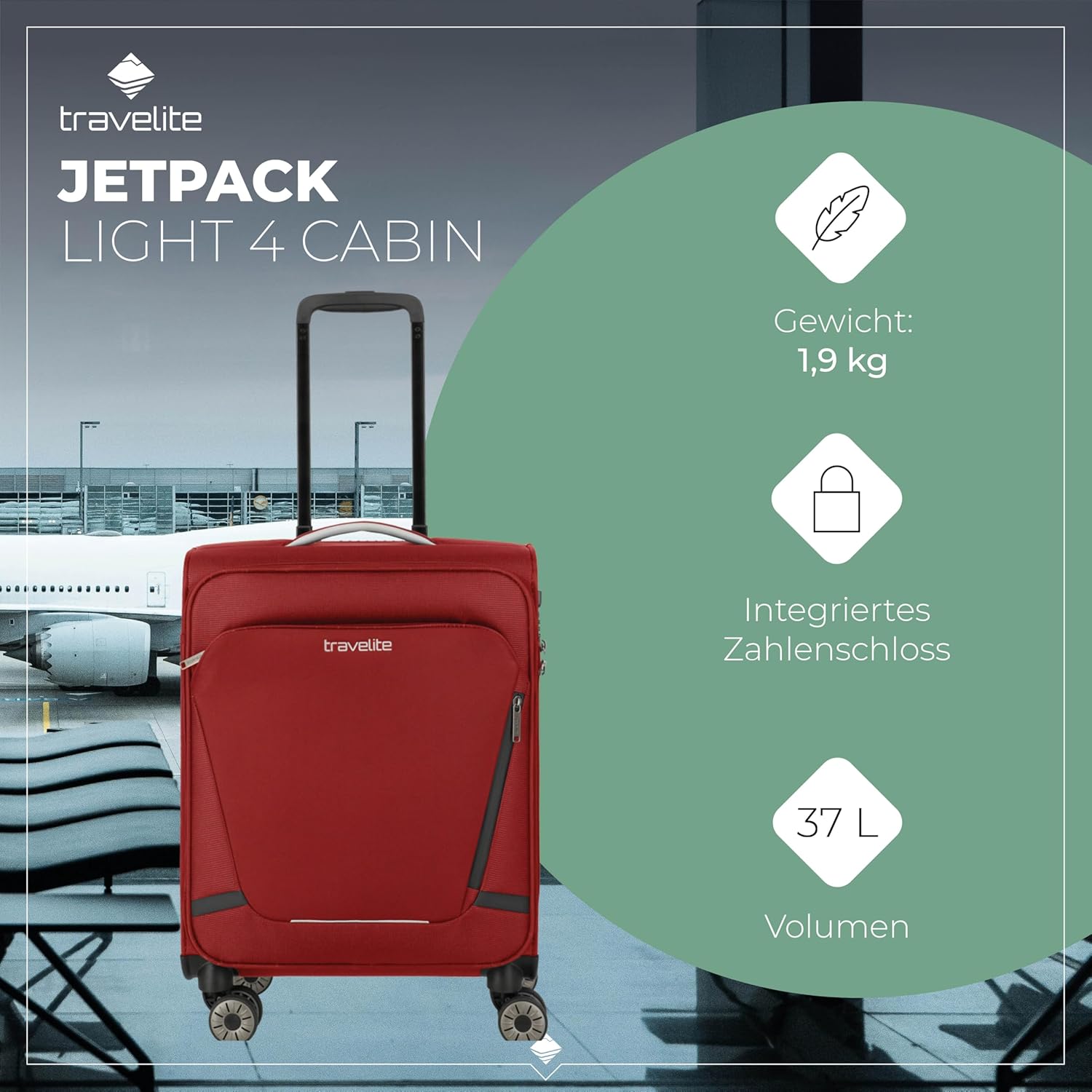 Thumbnail 1 de Travelite Jetpack Handgepäckkoffer 55x40x20 cm – ultraleicht, 1,9 kg, für Ryanair & Condor
