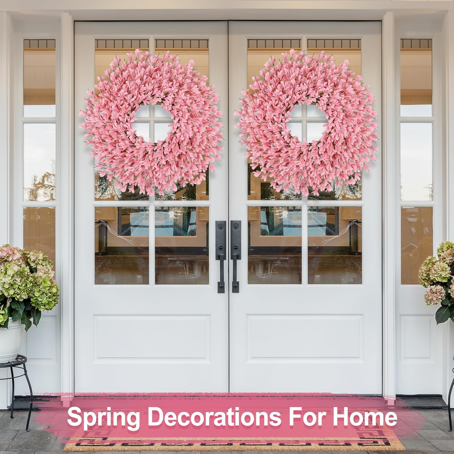 Thumbnail 1 de 26 Inch Pink Forsythia Spring Wreath
