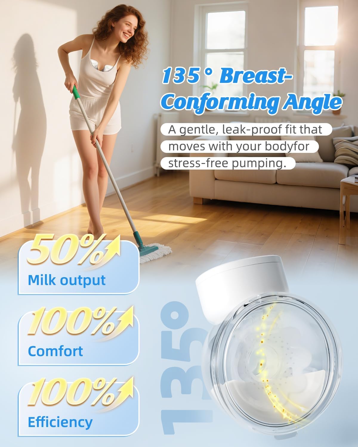 Detalle de ANWIKE Electric Breast Pump Double Ultra-Light 230g — Wearable, Hands-Free and Travel-Ready