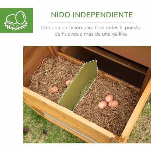 Detalle 1 de PawHut Gallinero de Madera Exterior 🐔 200x80x105 cm