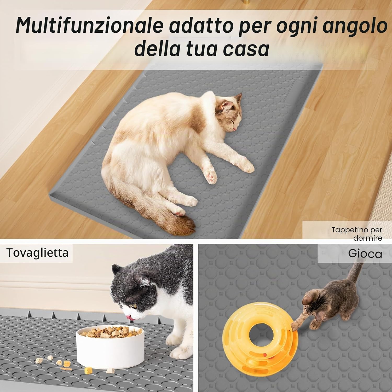 Detalle de Tappetino in silicone per lettiera (86x56 cm): antiscivolo, impermeabile e bordi rialzati