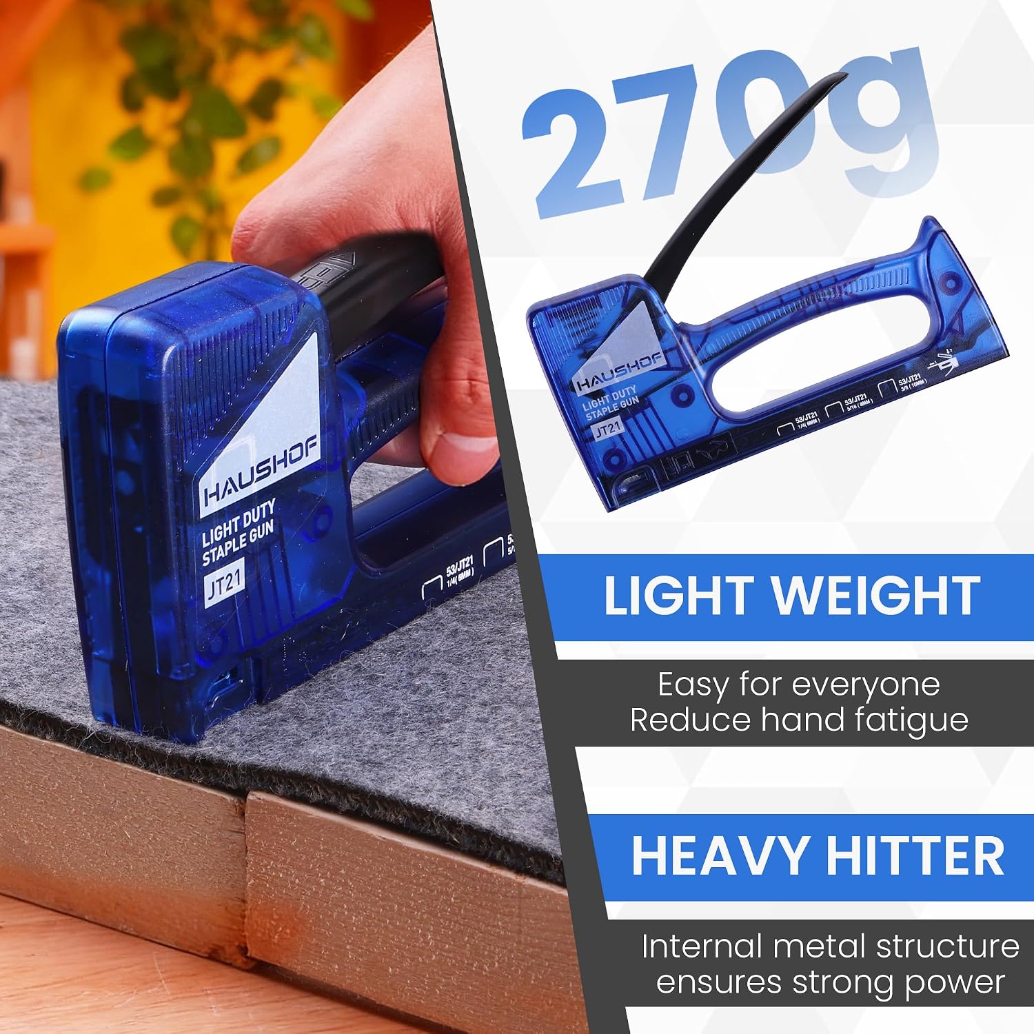 Thumbnail 1 de HAUSHOF Transparent Staple Gun Tacker Kit — Light Duty for Wood, Fabric & Decoration