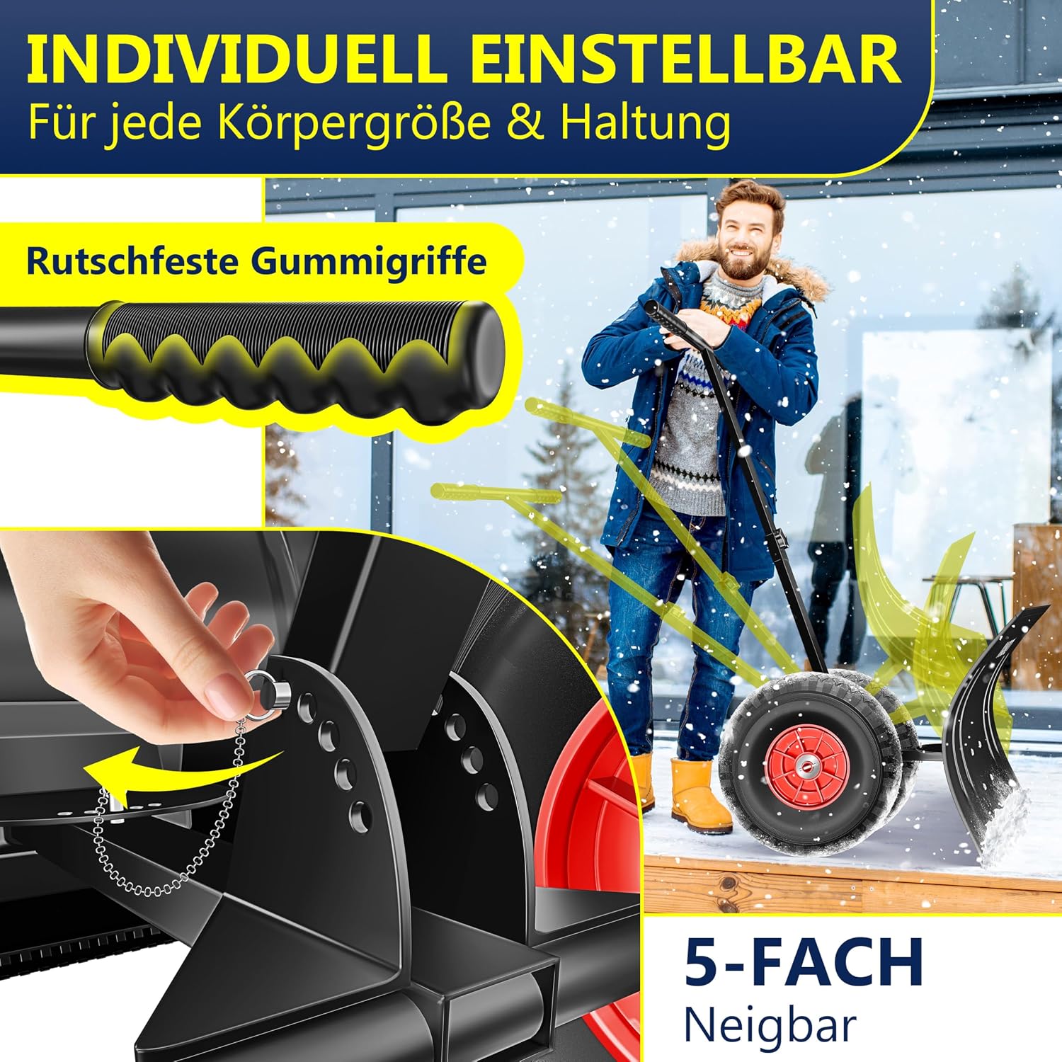 Detalle 2 de Masko Schneeschaufel höhenverstellbar 75 cm Schneeschieber ⛄