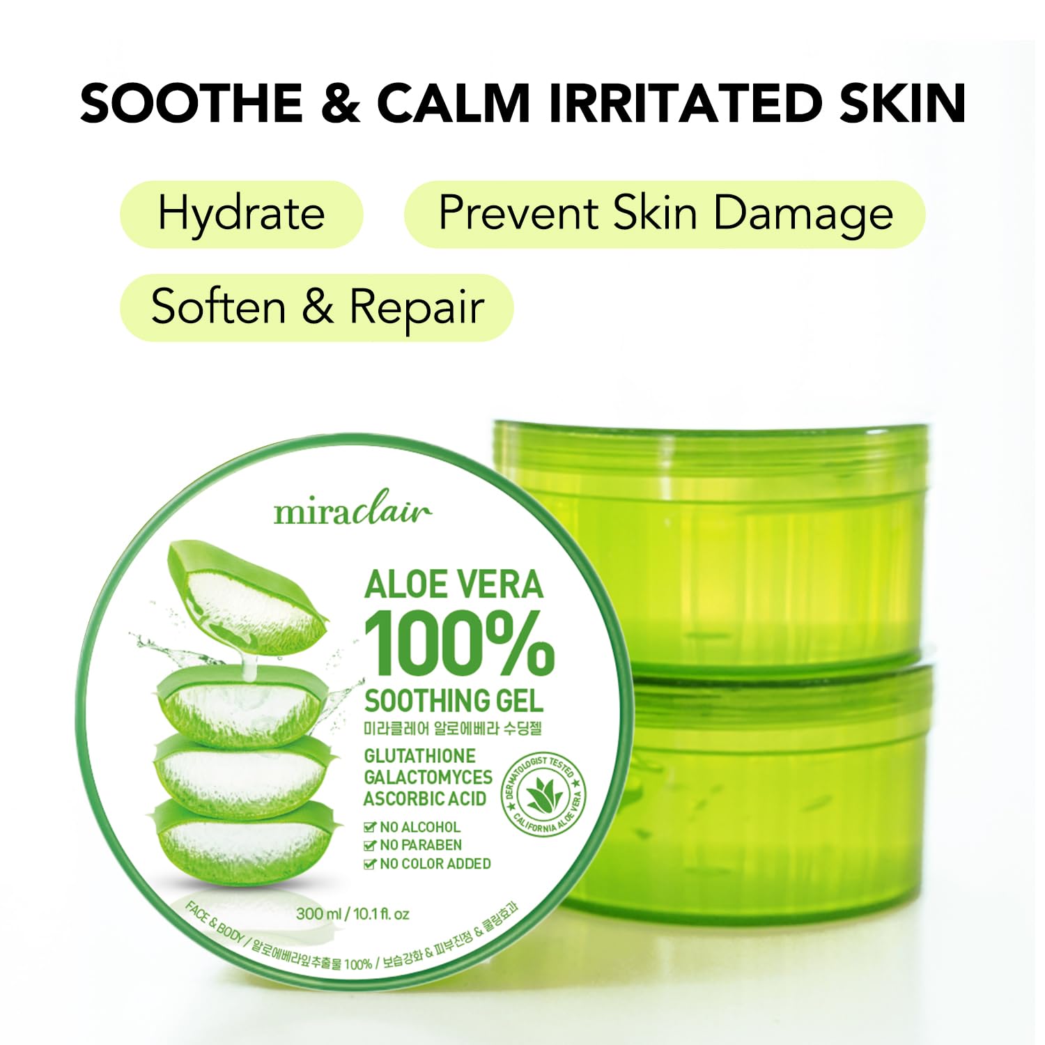 Detalle 2 de Aloe Vera Gel 300ml by MIRACLAIR for soothing