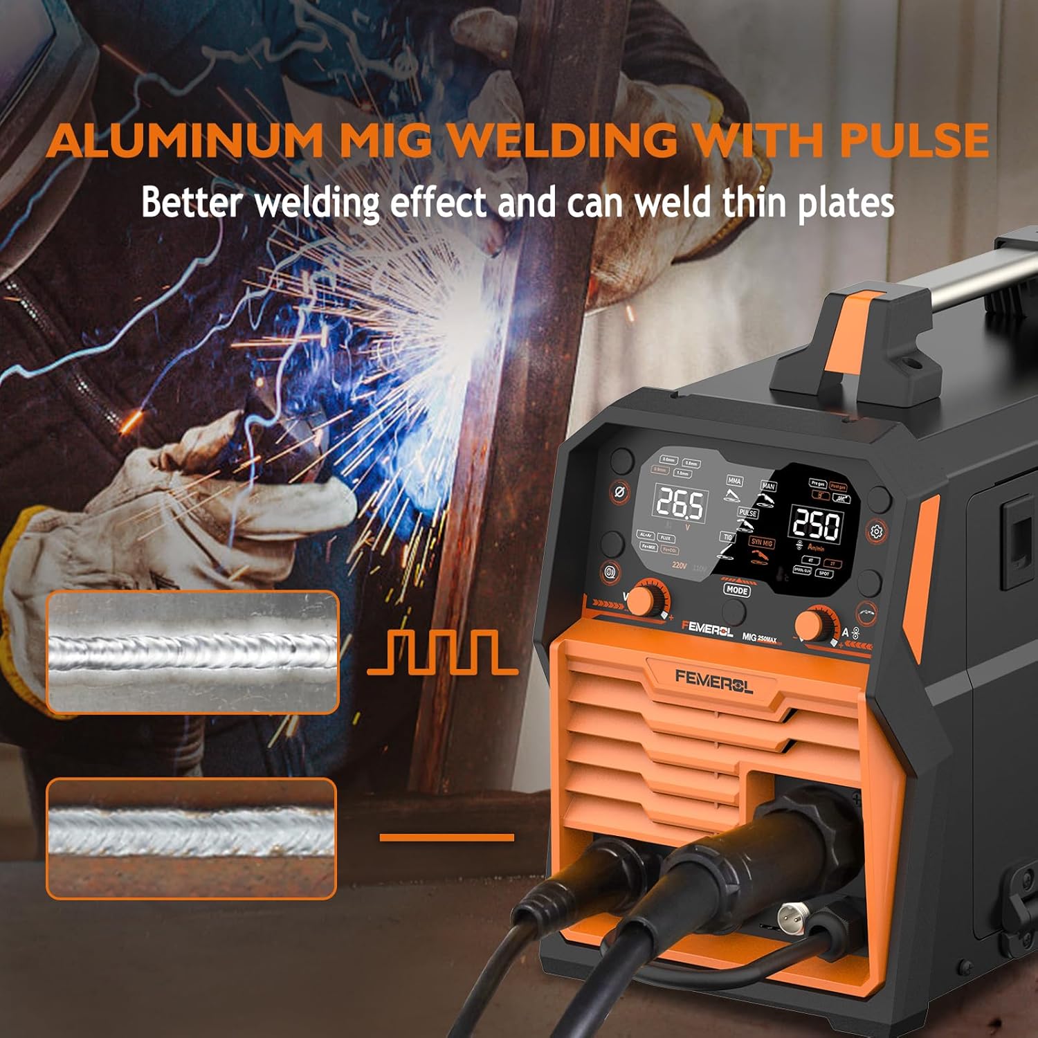 Thumbnail 2 de 250A Aluminum Pulsed MIG Welder 7-in-1 Multiprocess ⚙