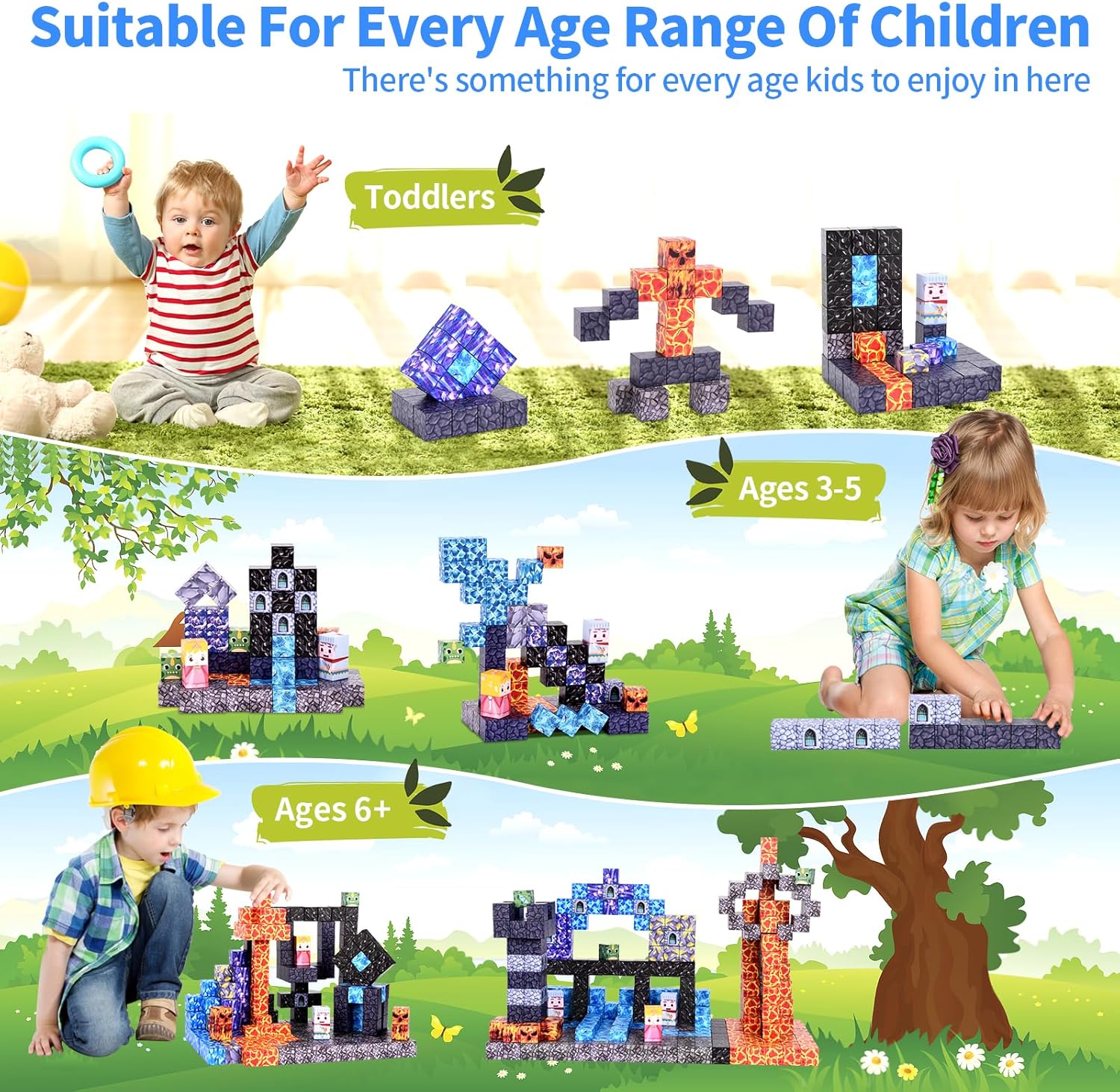 Detalle de YIHANG 100 PCS Magnetic Blocks – Dark Castle & Sword Set