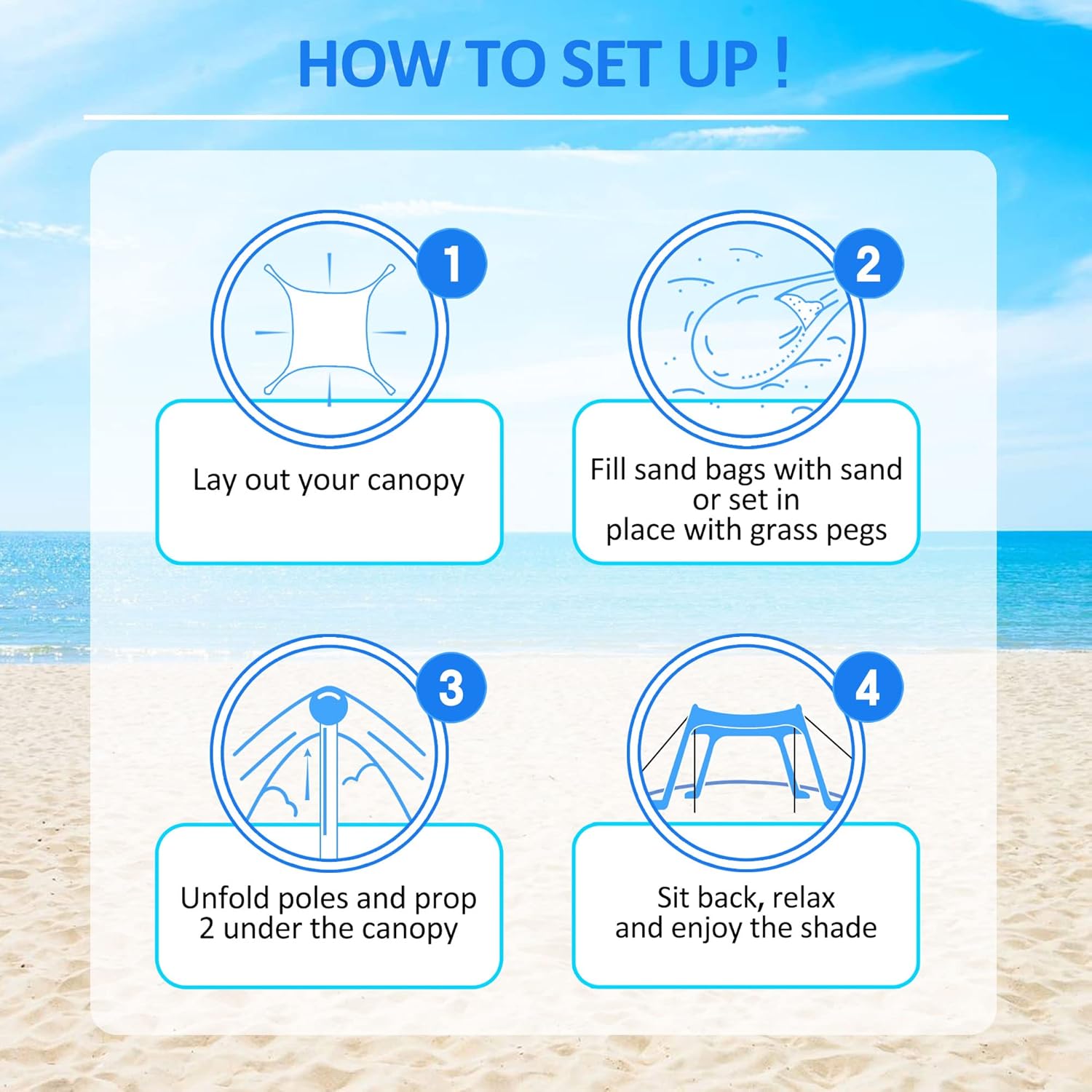 Detalle de Beach Canopy Tent Sun Shade with UPF 50+ UV Protection