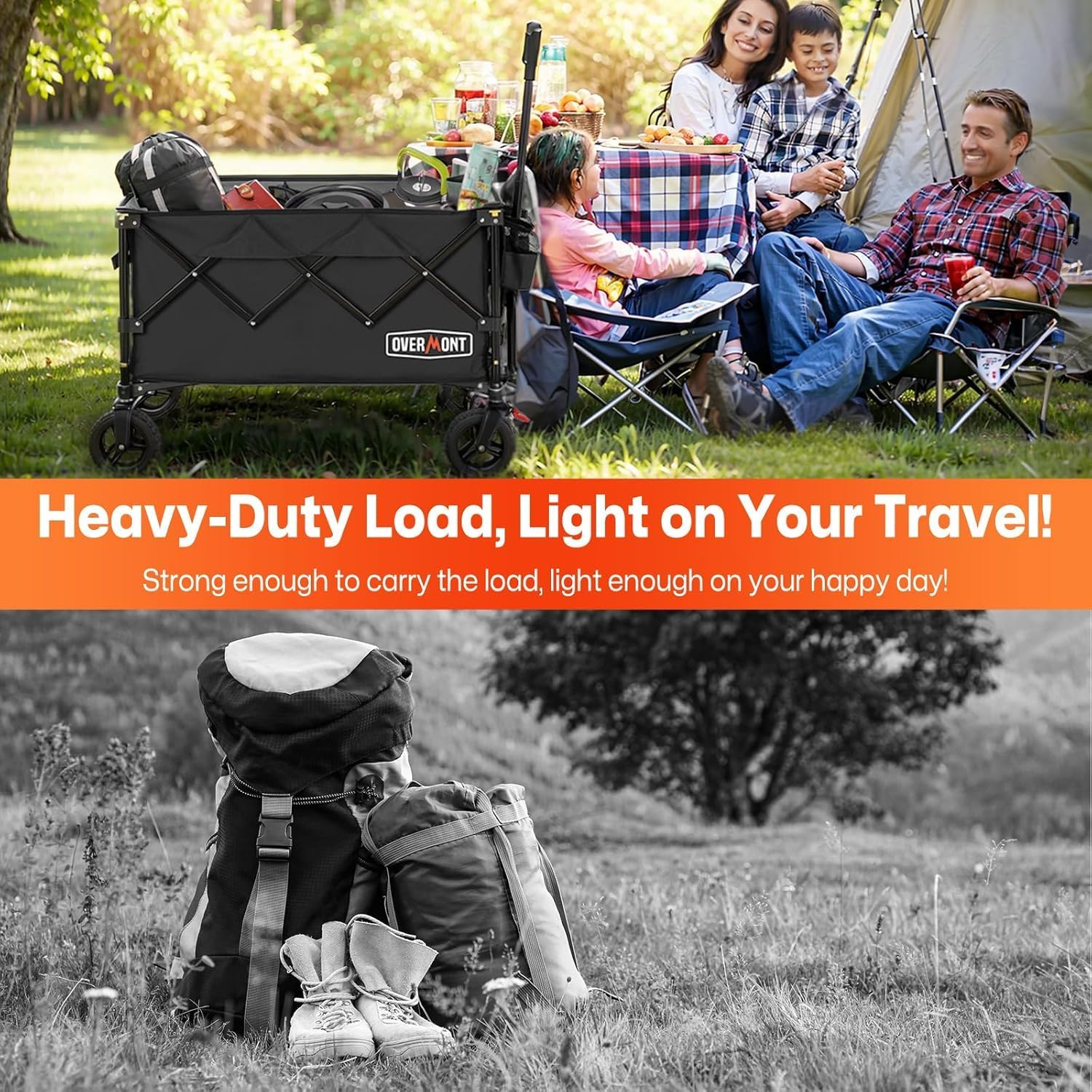 Thumbnail 6 de Overmont 200L Folding Festival Trolley on Wheels – Heavy-Duty 150kg Portable Camping Cart