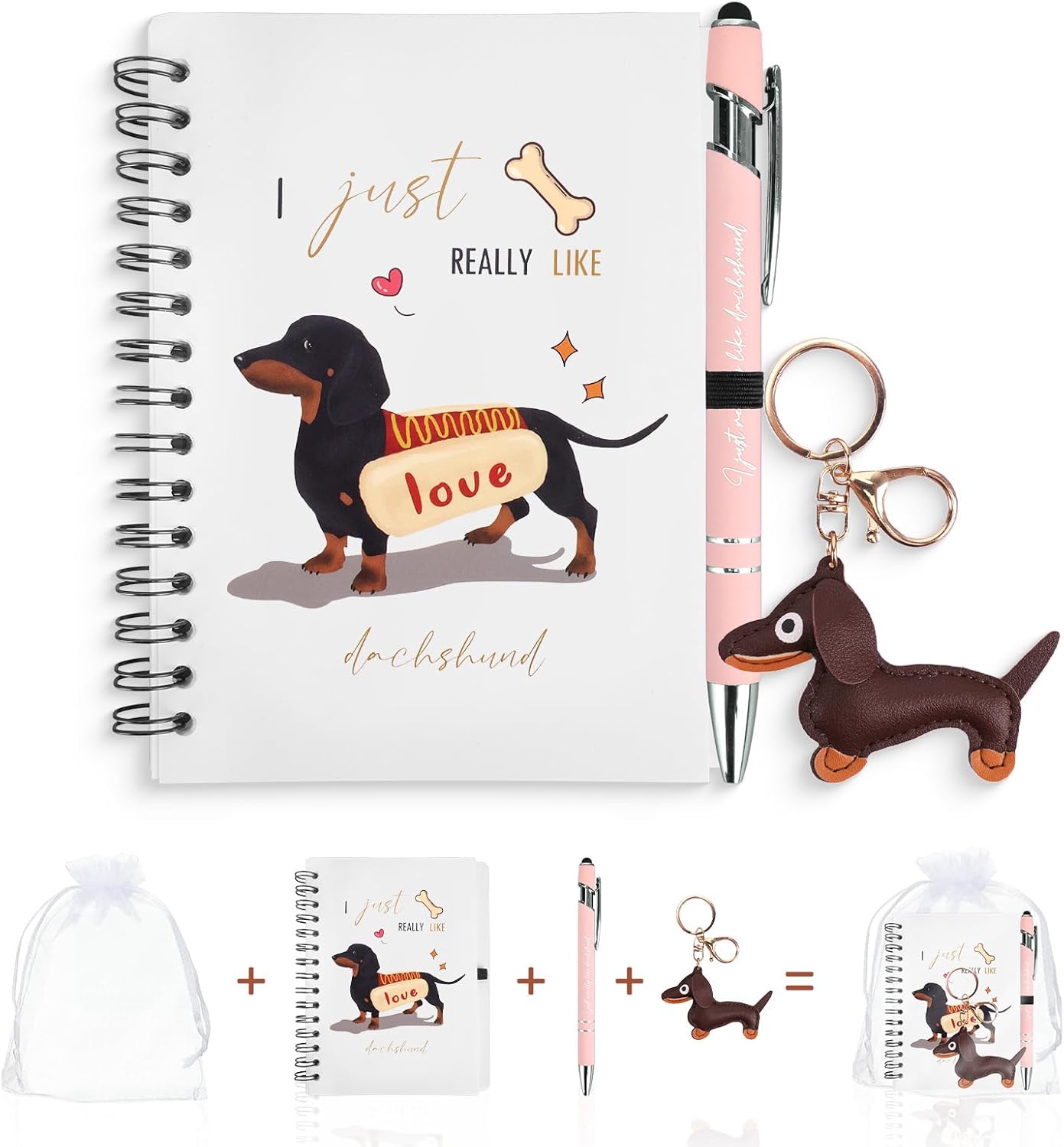 Detalle de Dachshund gift set with A6 notebook