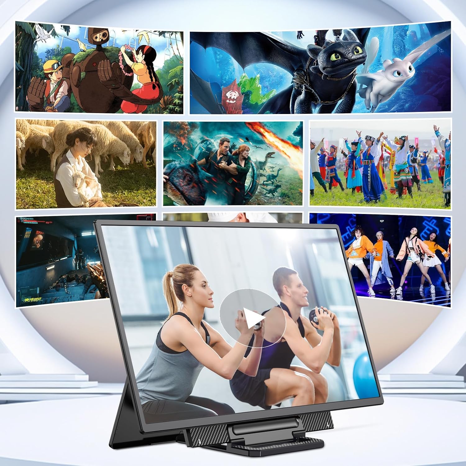 Detalle de 23,8'' Portable Monitor mit Kickstand und IPS 1080p – Vielseitige Erweiterung für Laptop, PC, Mac und Konsolen