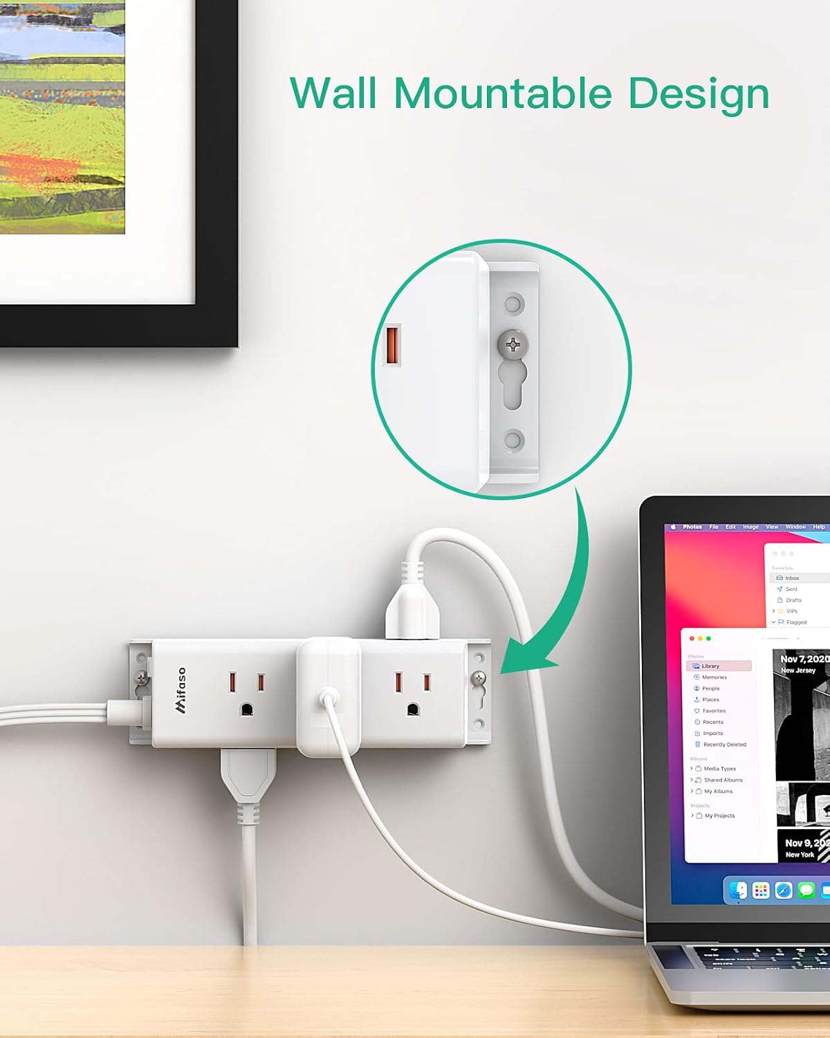 Detalle de Power Strip Surge Protector with 9 Outlets