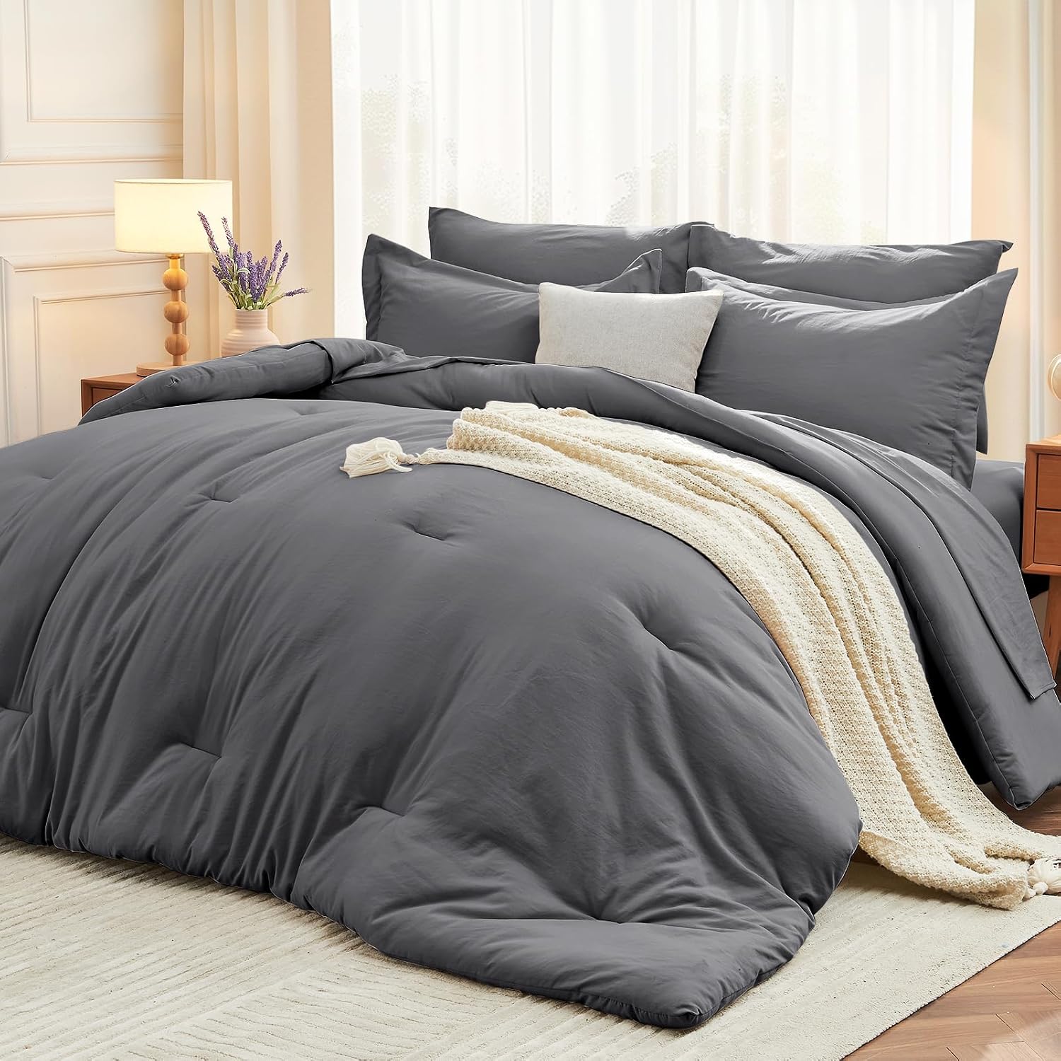 Detalle de MUXHOMO Full Comforter Set 7-Piece, Full Bedding