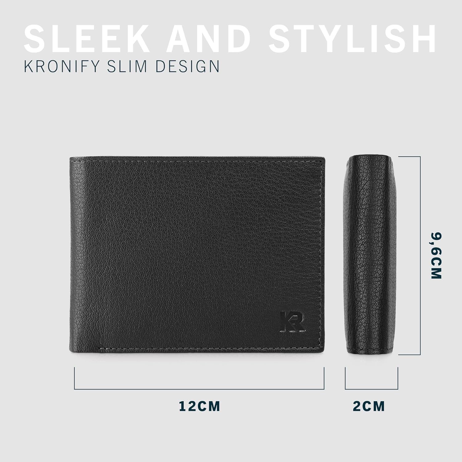 Thumbnail 5 de KRONIFY portafoglio uomo in vera pelle con protezione RFID/NFC, formato orizzontale e 13 scomparti carte (nappa nera)