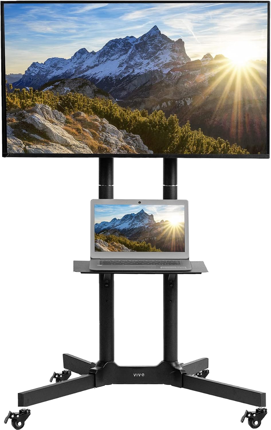 Detalle de VIVO DGMT-4310-SRK001 Mobile TV Cart, 32–83-Inch, 50kg, Tilt, Locking Wheels