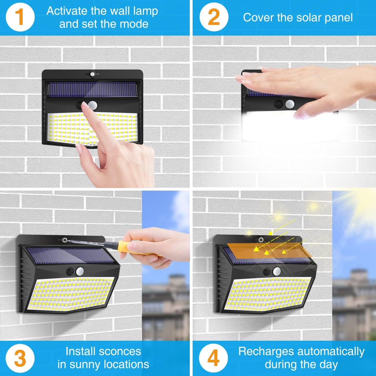 Thumbnail 4 de Peasur Solar Security Lights 168LED 4-pack