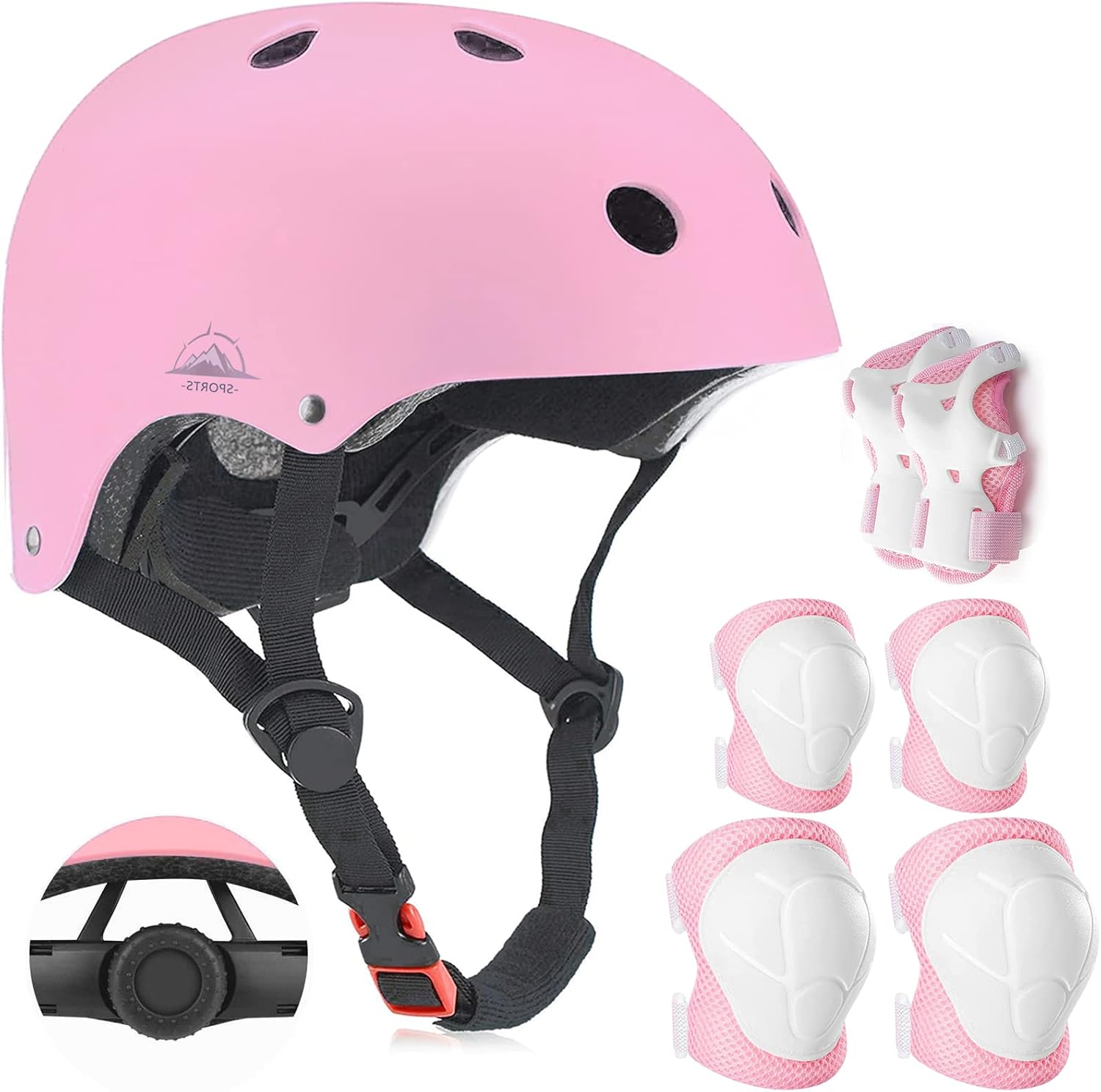 Detalle de TCCVANAS Adjustable Kids Helmet Set with Knee, Elbow and Wrist Pads