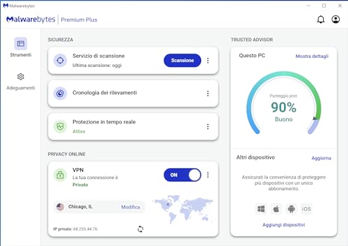 Thumbnail 6 de Malwarebytes Premium + Privacy VPN – protezione multi-dispositivo per 4 unità, 12 mesi
