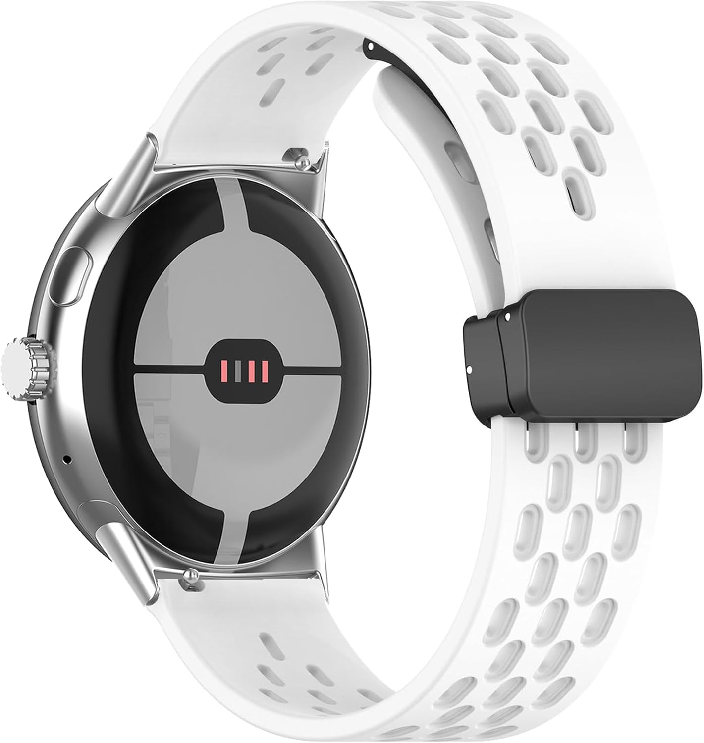 Detalle de MELEJIA Silicone Strap for Google Pixel Watch 4 41mm / Pixel Watch 3 41mm / Pixel Watch 2 – White