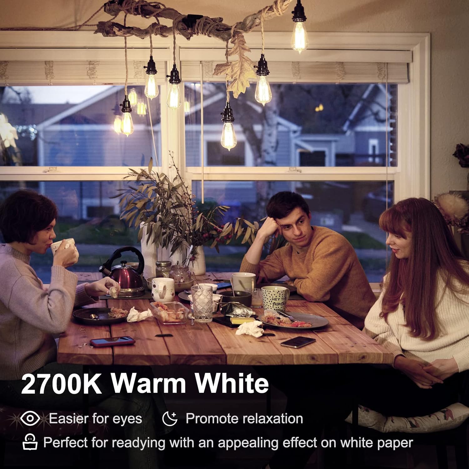 Detalle de TJOY 12-Pack Vintage ST58 LED Edison Bulbs (8W, E26) — Dimmable 2700K Warm White, CRI 80+