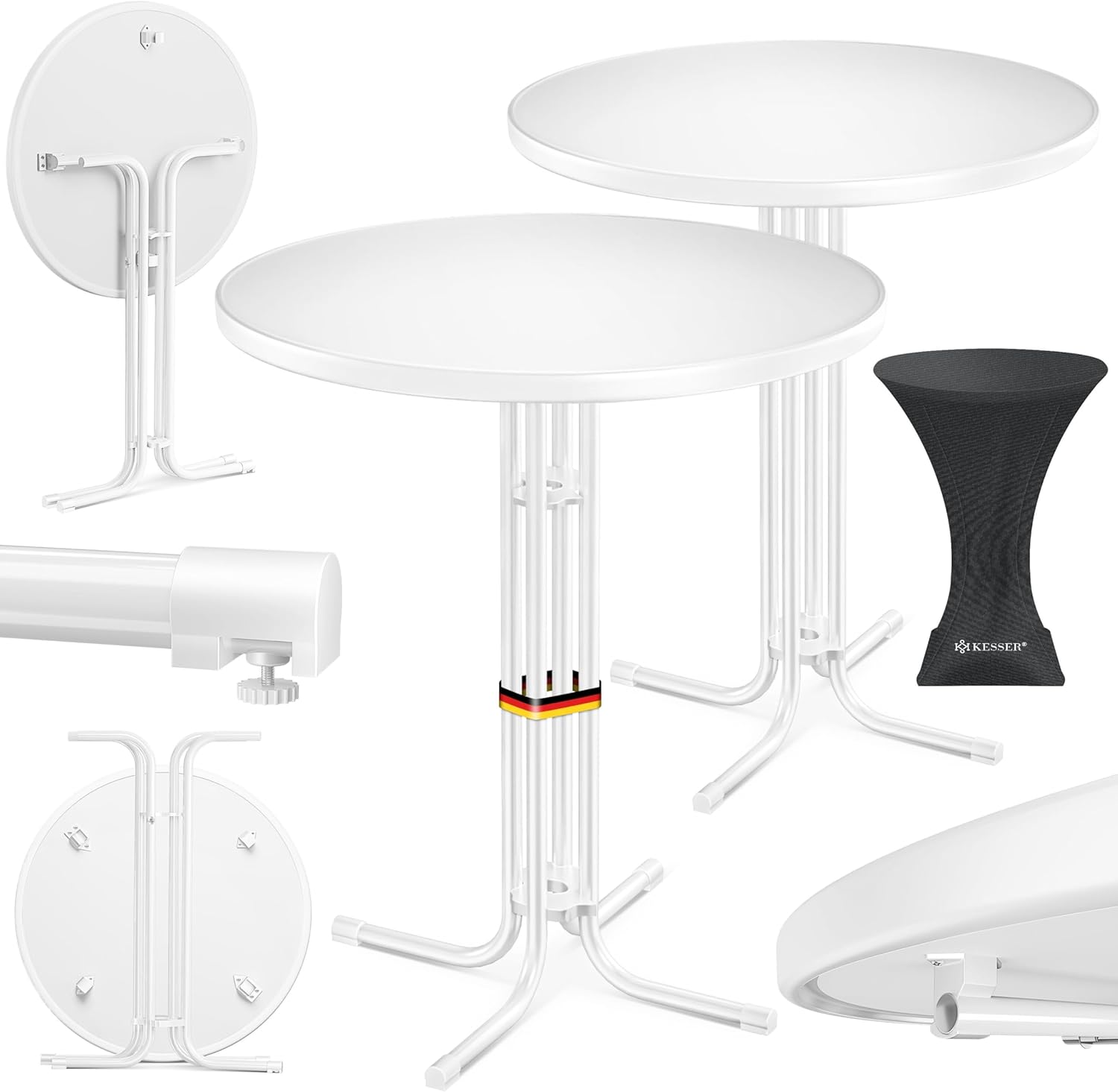 KESSER® Stehtisch klappbar 2er Set Ø70cm rund – wetterfest, inkl. höhenverstellbarer Füße