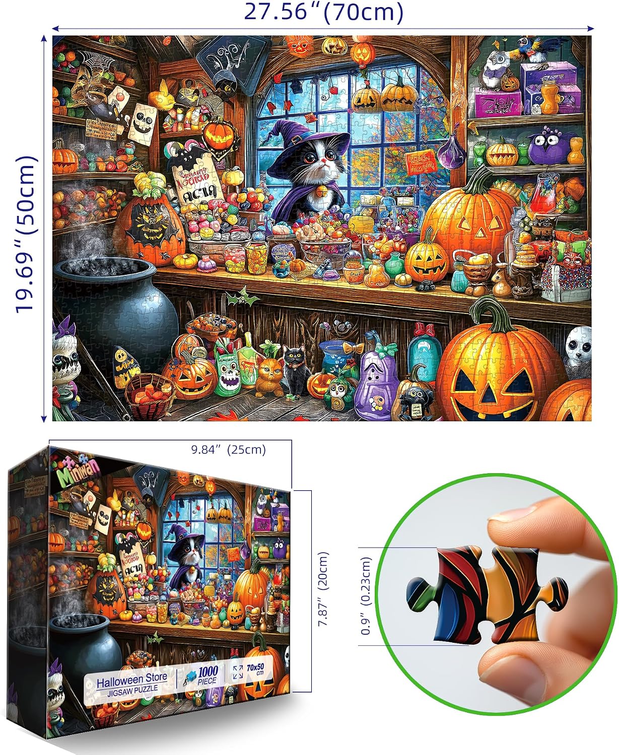 Detalle 2 de MINIWAN BFJIUJIU-00186 Halloween Witch Cat 1,000-Piece Jigsaw Puzzle