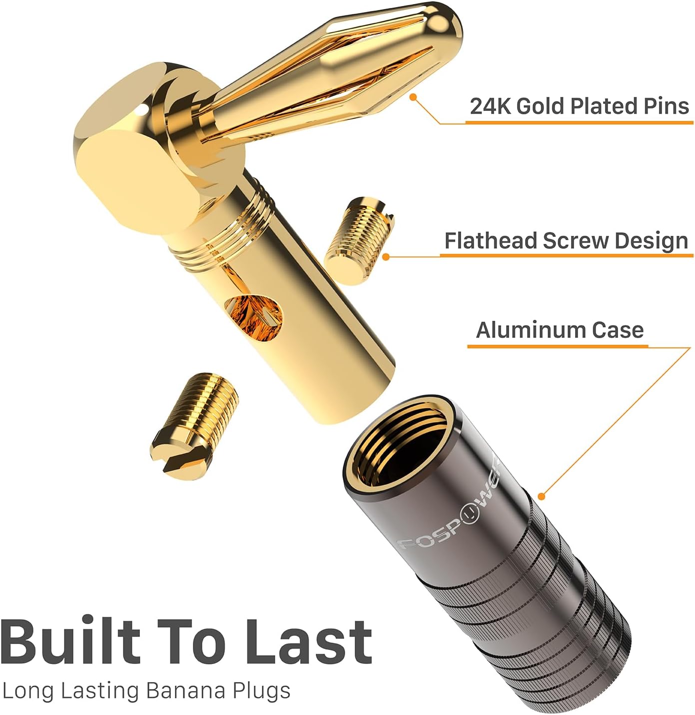 Thumbnail 4 de FosPower Right Angle Banana Plug Speaker Connectors (24K gold plated, 2 pairs / 4 pcs)