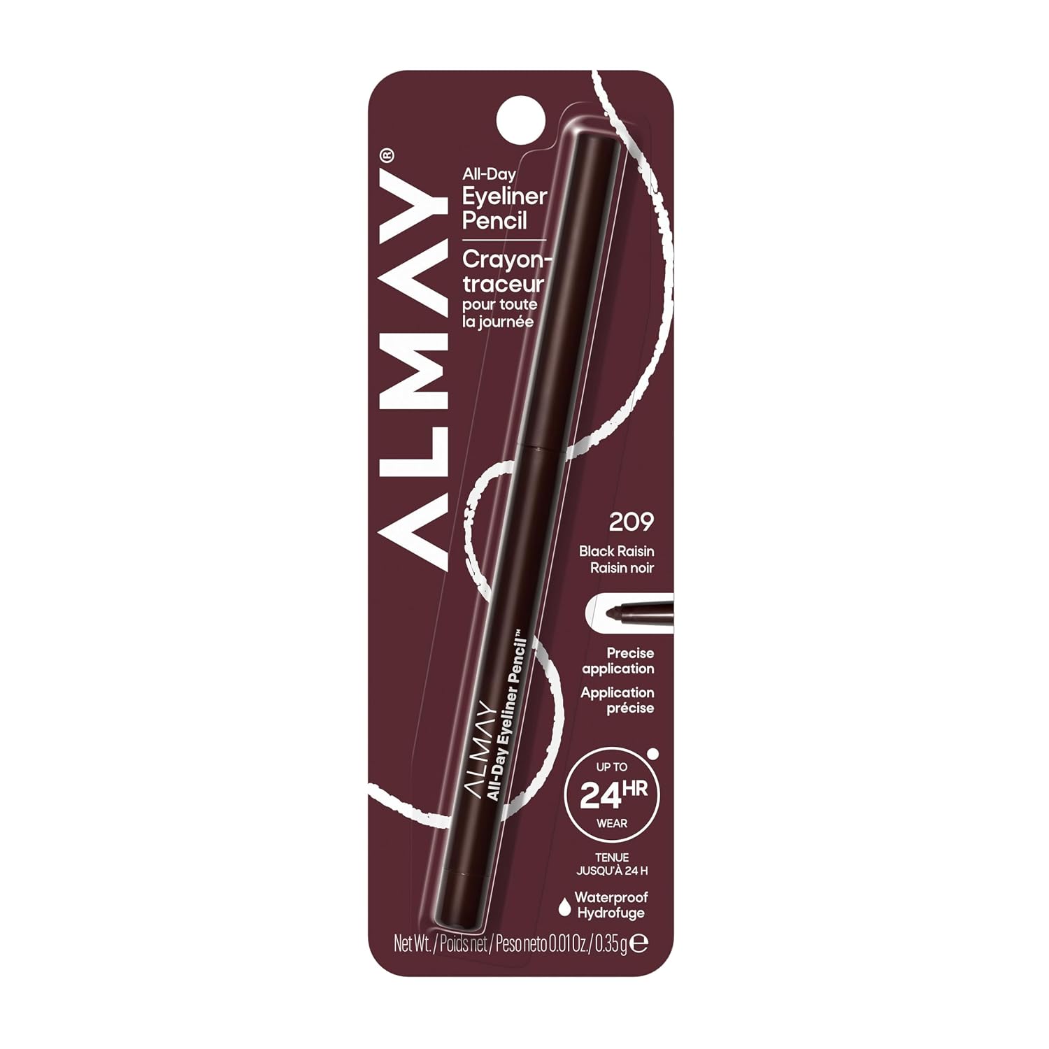 Detalle de Almay PPAX1359705 All-Day Eyeliner Pencil, 209 Black Raisin, Waterproof