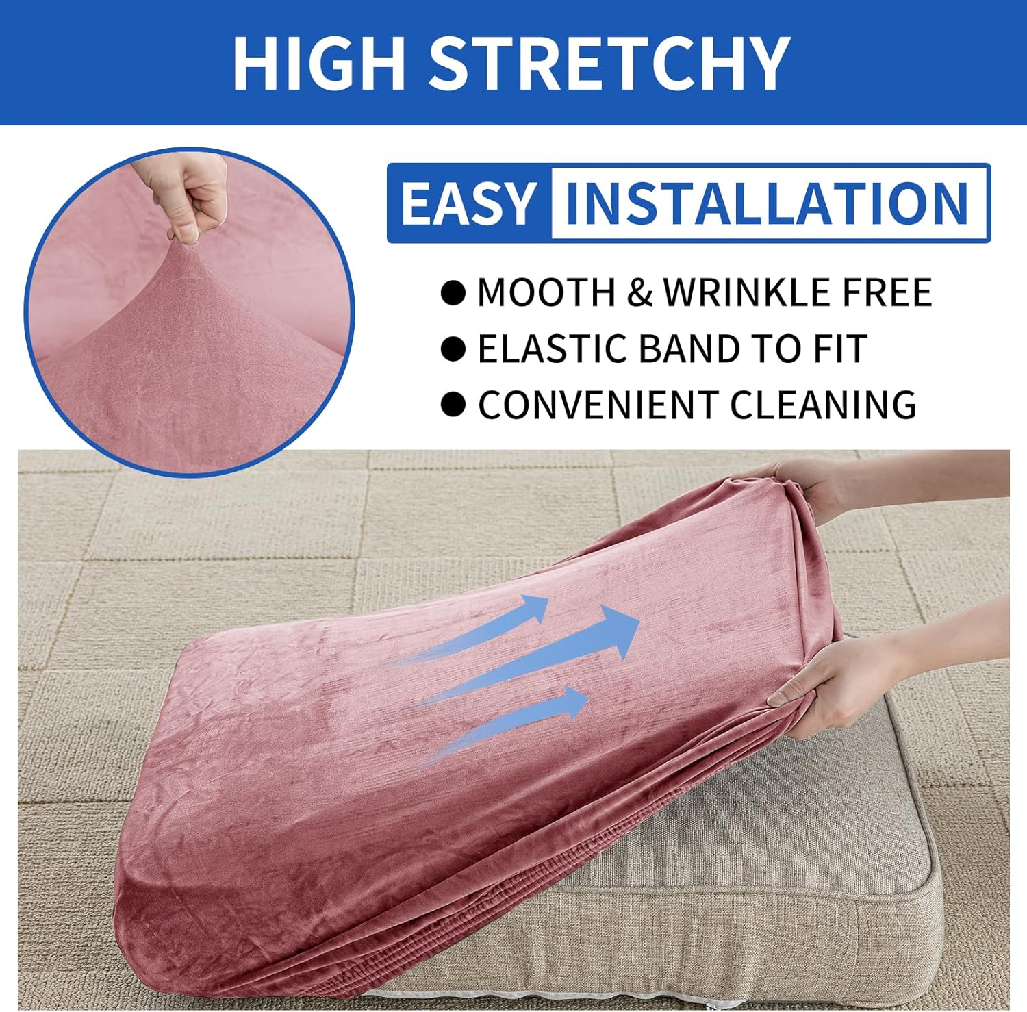 Thumbnail 4 de Ystyle Copriseduta Divano Elasticizzato in Velluto Rosa – Copri Cuscini Universale Antiscivolo