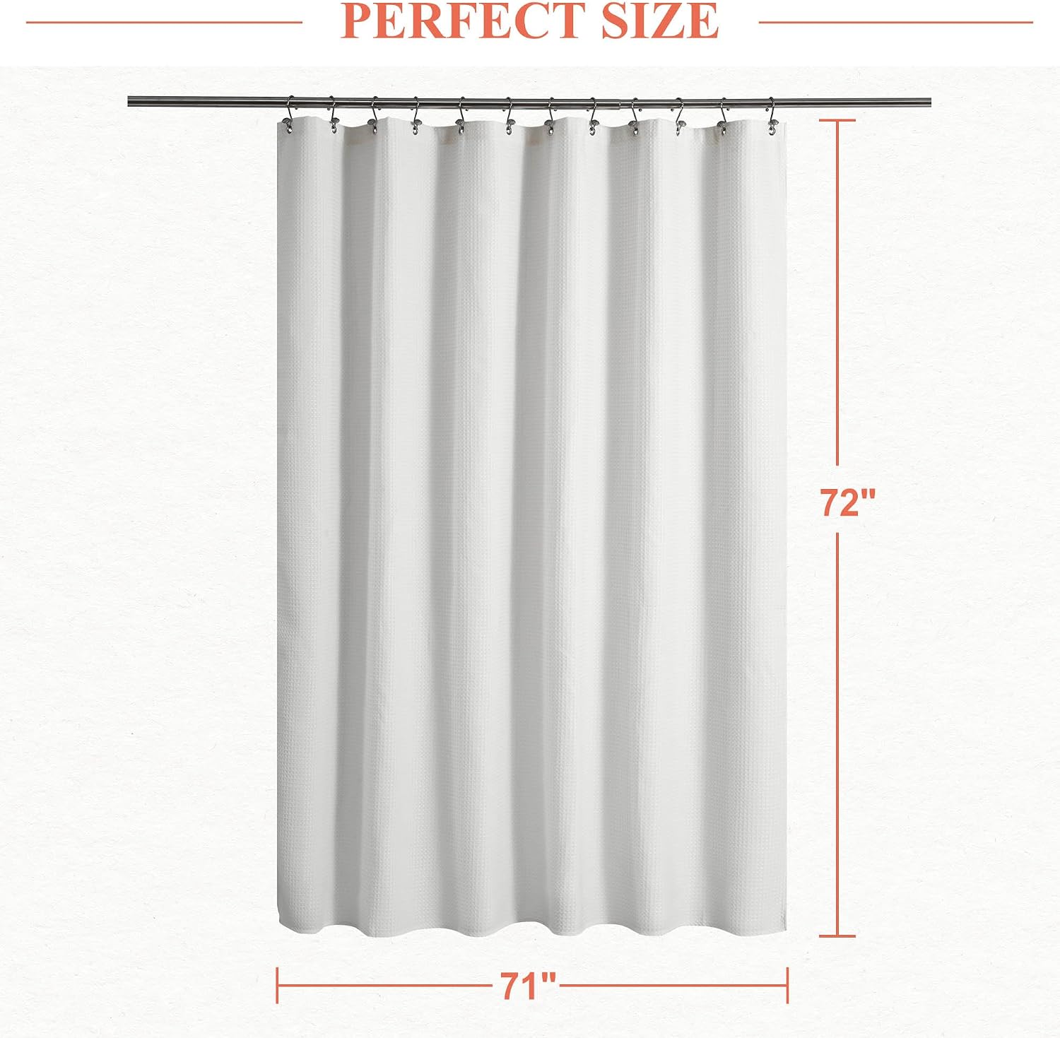 Detalle 1 de Barossa Design 1 Waffle-Weave Shower Curtain, White Polyester, 71 x 72 Inches