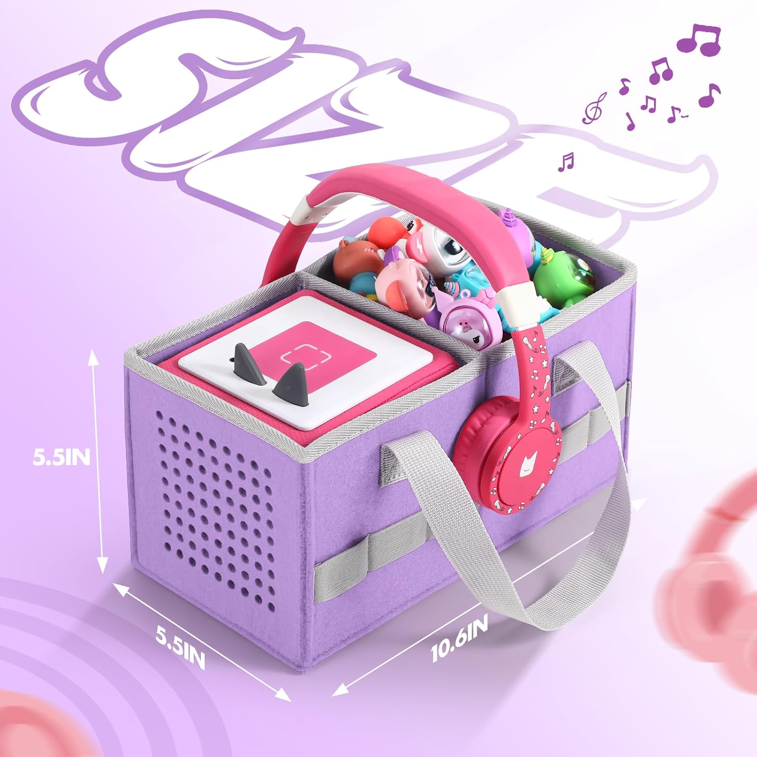 Thumbnail 2 de Piaclen Carrying Case for Toniebox Audio Player & Figurines Starter Set (Felt Organizer Bag, Purple)