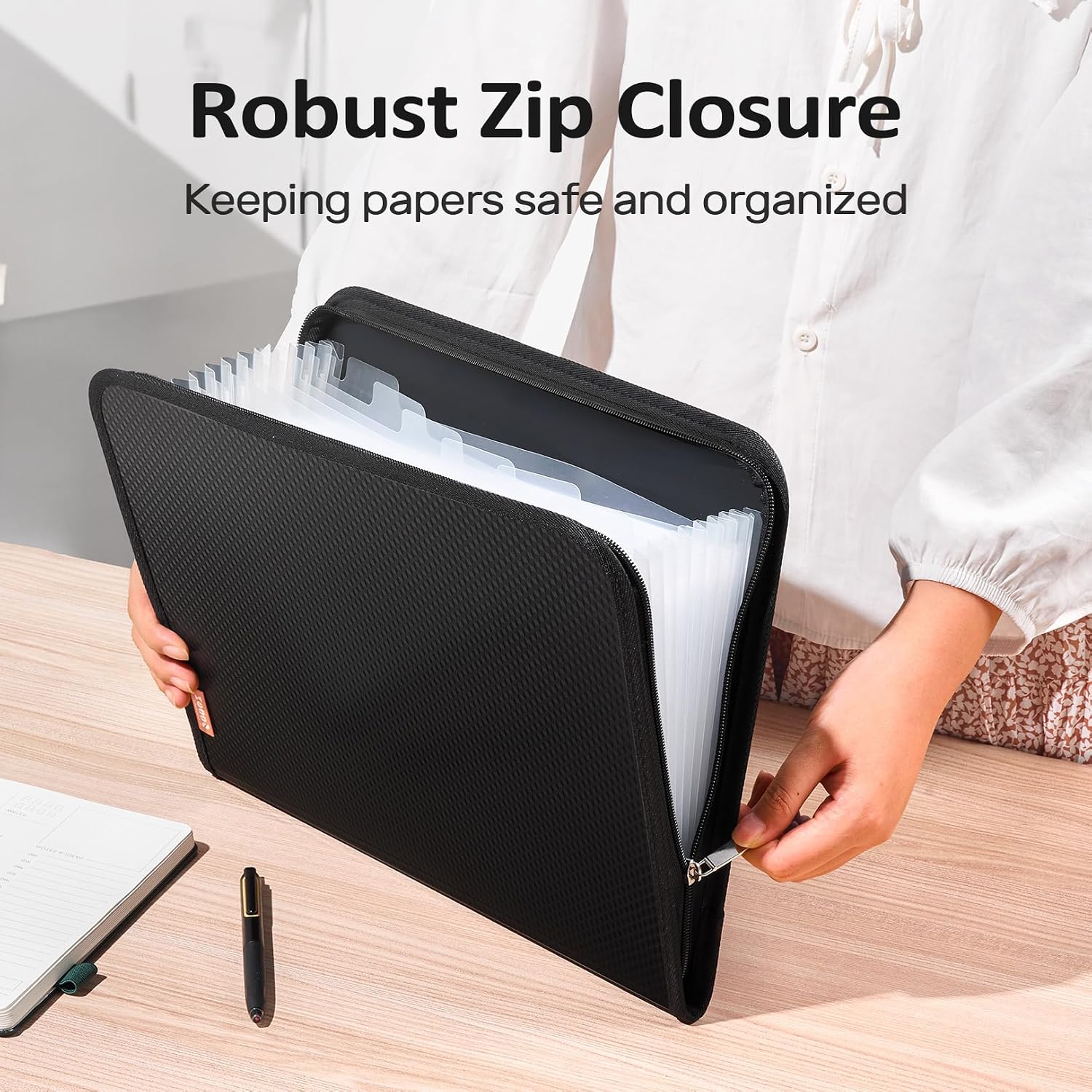 Detalle de Sooez 13-Pocket Accordion File Organizer, Zipper Closure, A4/Letter Size