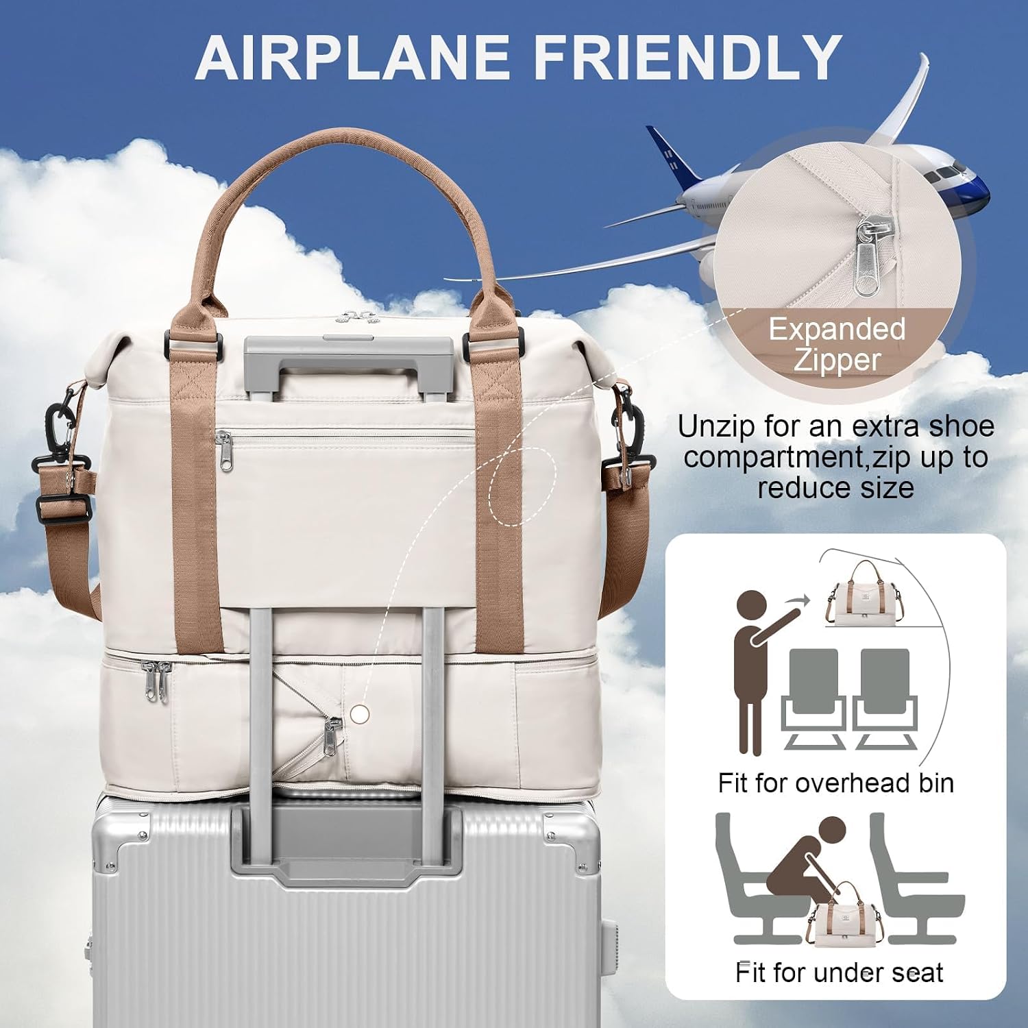 Thumbnail 6 de SEAFEW Borsone da Viaggio 40x30x20 cm: bagaglio a mano Ryanair con scomparto scarpe e tasche multiple