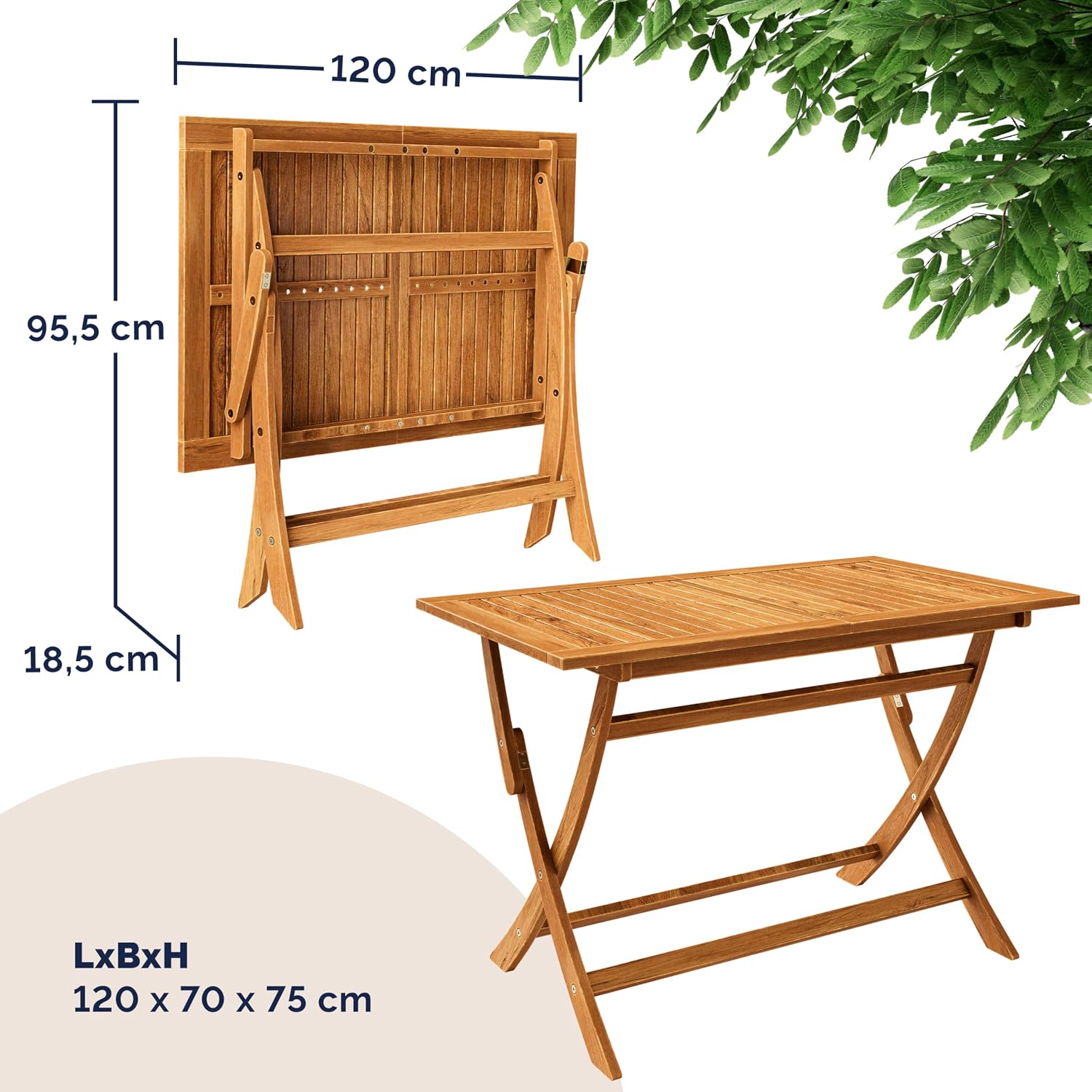 Thumbnail 4 de Casaria® Gartenmöbel-Set Modell 2026 aus FSC® Akazienholz (5-teilig) mit klappbarem Tisch & 4 Stühlen