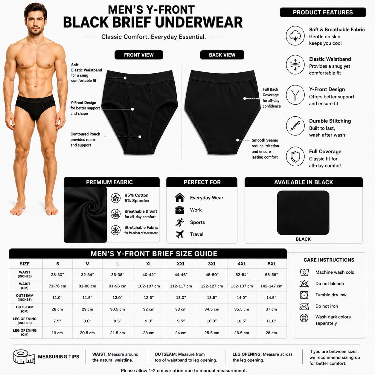 Detalle de COSHAL 3 & 6 Men's Y Front Briefs – 100% Cotton Everyday Underwear (Multipack)