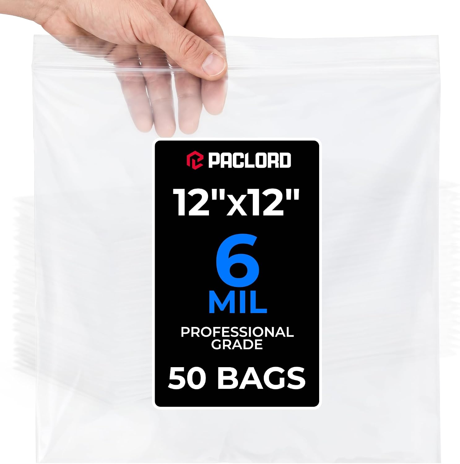 Detalle de Paclord 12" x 12" Medium Reclosable Zip Bags, 6 Mil, 50 Count