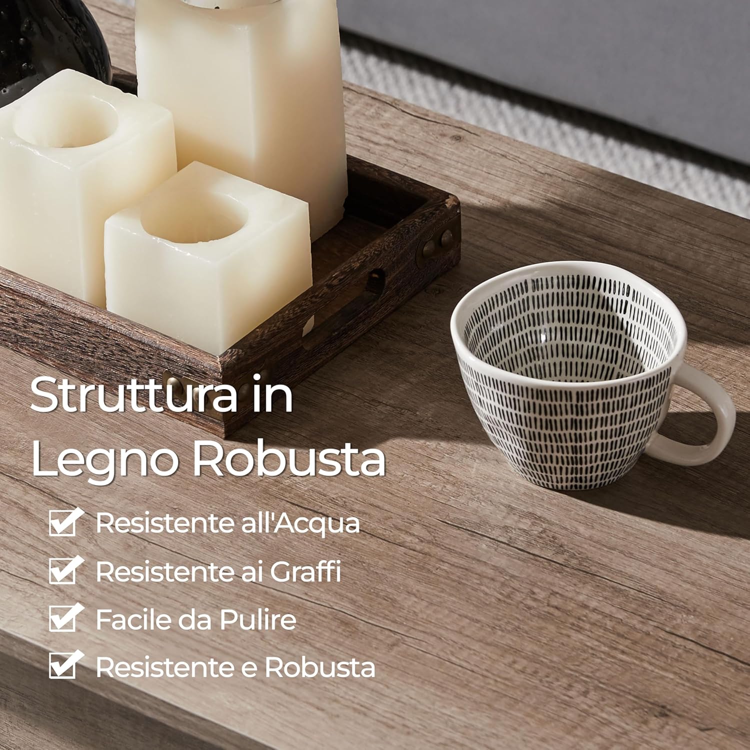 Thumbnail 6 de Yaheetech Tavolino da Caffè Sollevabile: tavolo moderno con ripiano inferiore e spazio nascosto, 98 x 50 x 42–56 cm, grigio