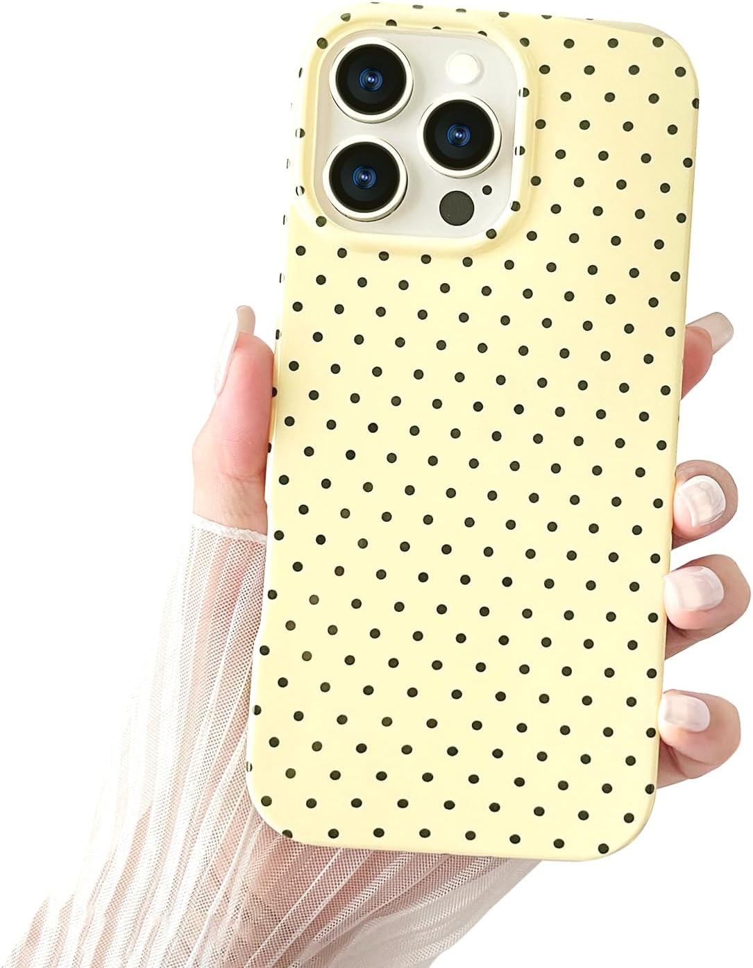 Detalle de SmoBea iPhone 16 Pro Case – Cute Polka Dot, Yellow, Slim TPU Shield