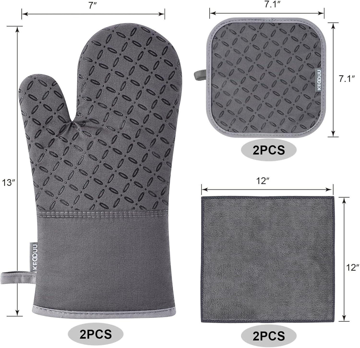 Detalle 2 de KEGOUU 6-Piece Oven Mitts & Potholders ⚙