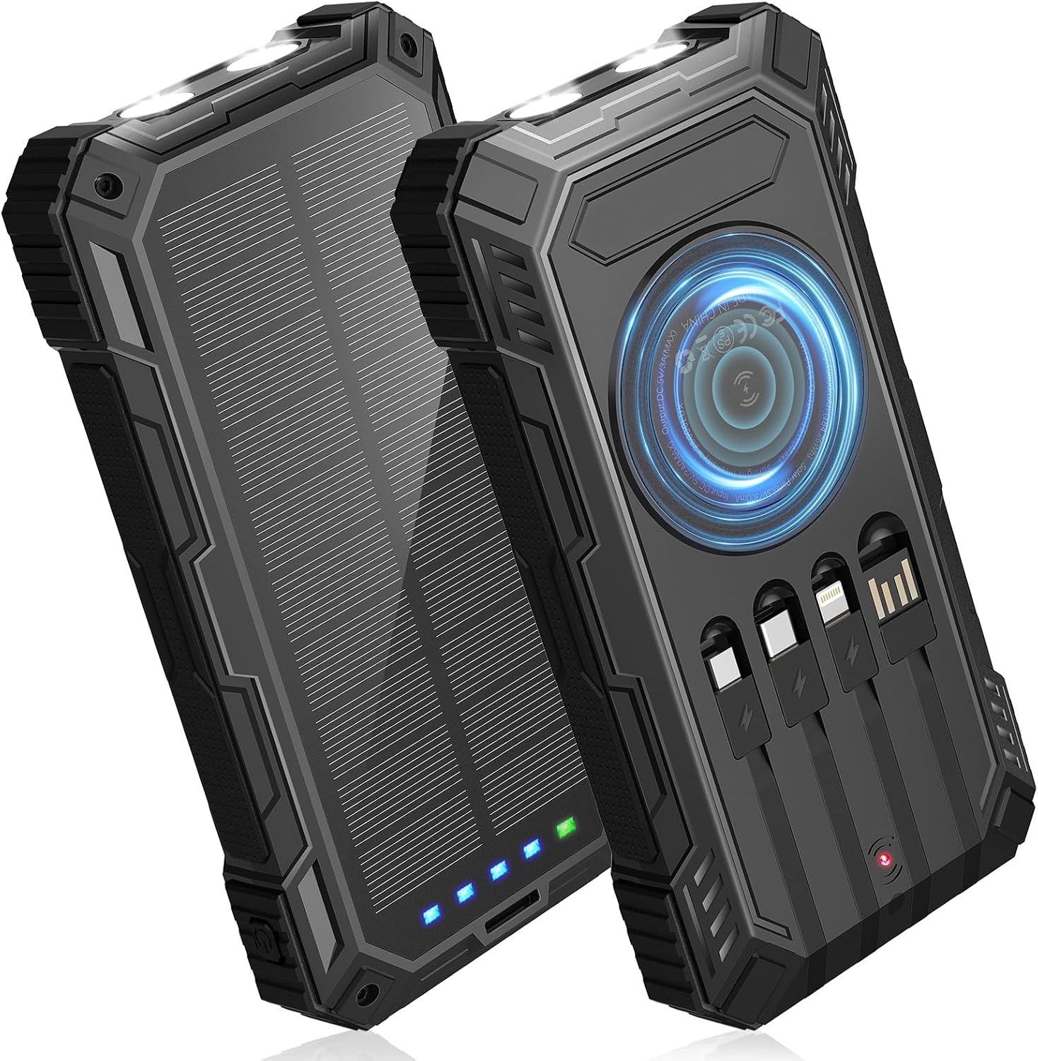 Detalle de BLASOUL PD-W49 Solar Power Bank, 49,800mAh, Wireless Charging and 4 Cables