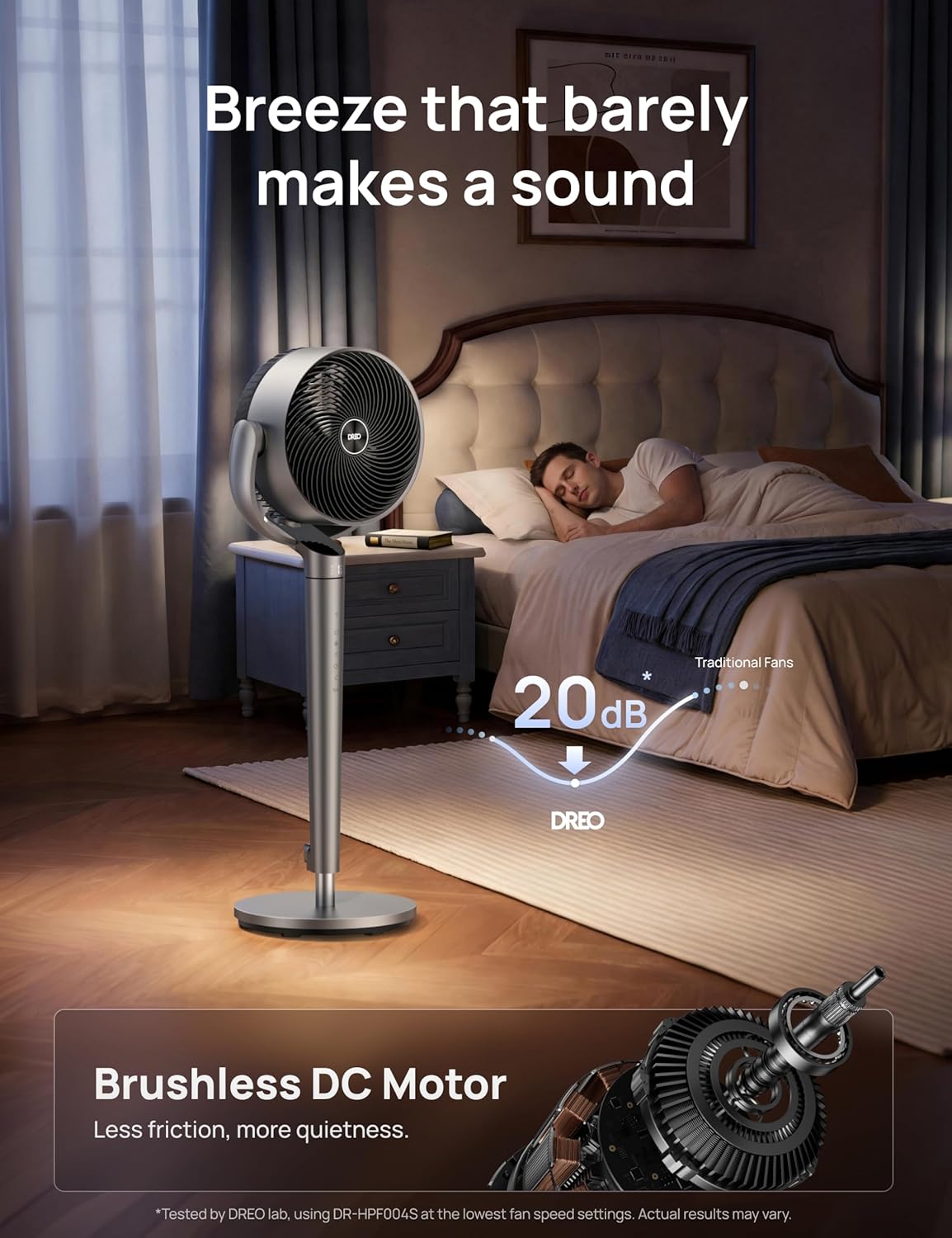Thumbnail 3 de DREO Smart Fan for Bedroom: 110ft Pedestal with DC Motor, Omni-Directional Oscillation, and Wi-Fi Voice Control